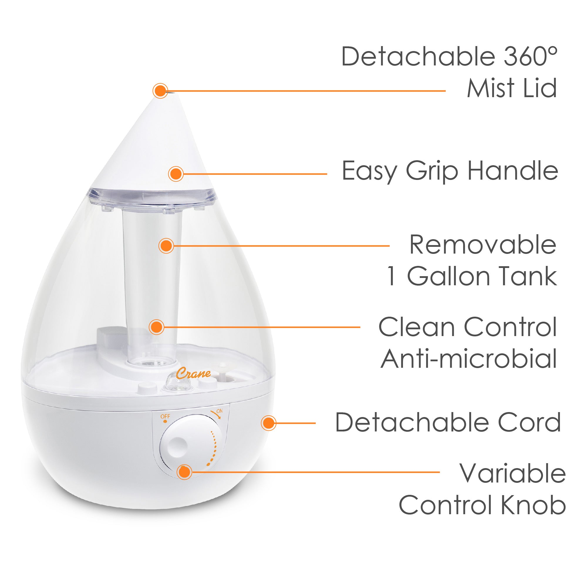 Crane 1 Gal. Drop Cool-Mist Humidifier