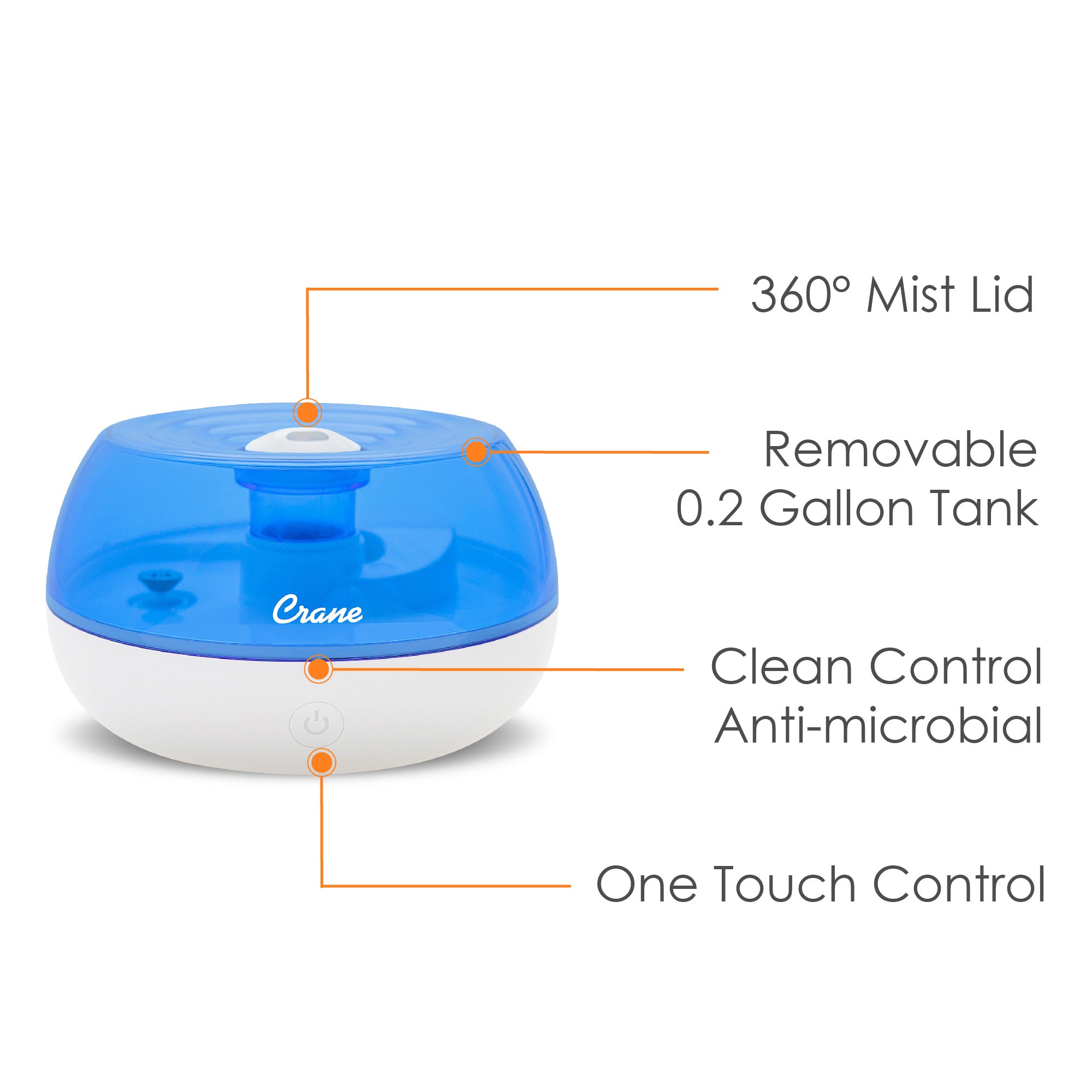 Crane 0.2 Gal. Personal Humidifier – Blue/White