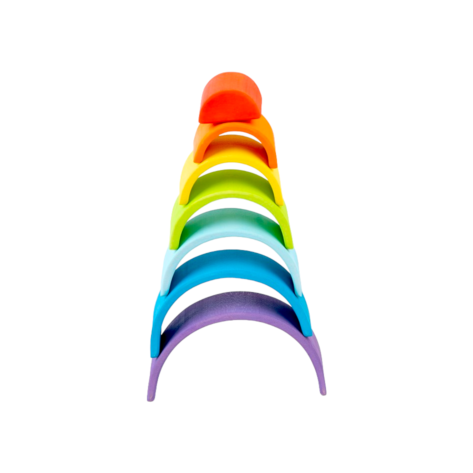 7 Pcs Stained Mini Wooden Rainbow Stacker In Stained Purple Sunset Color