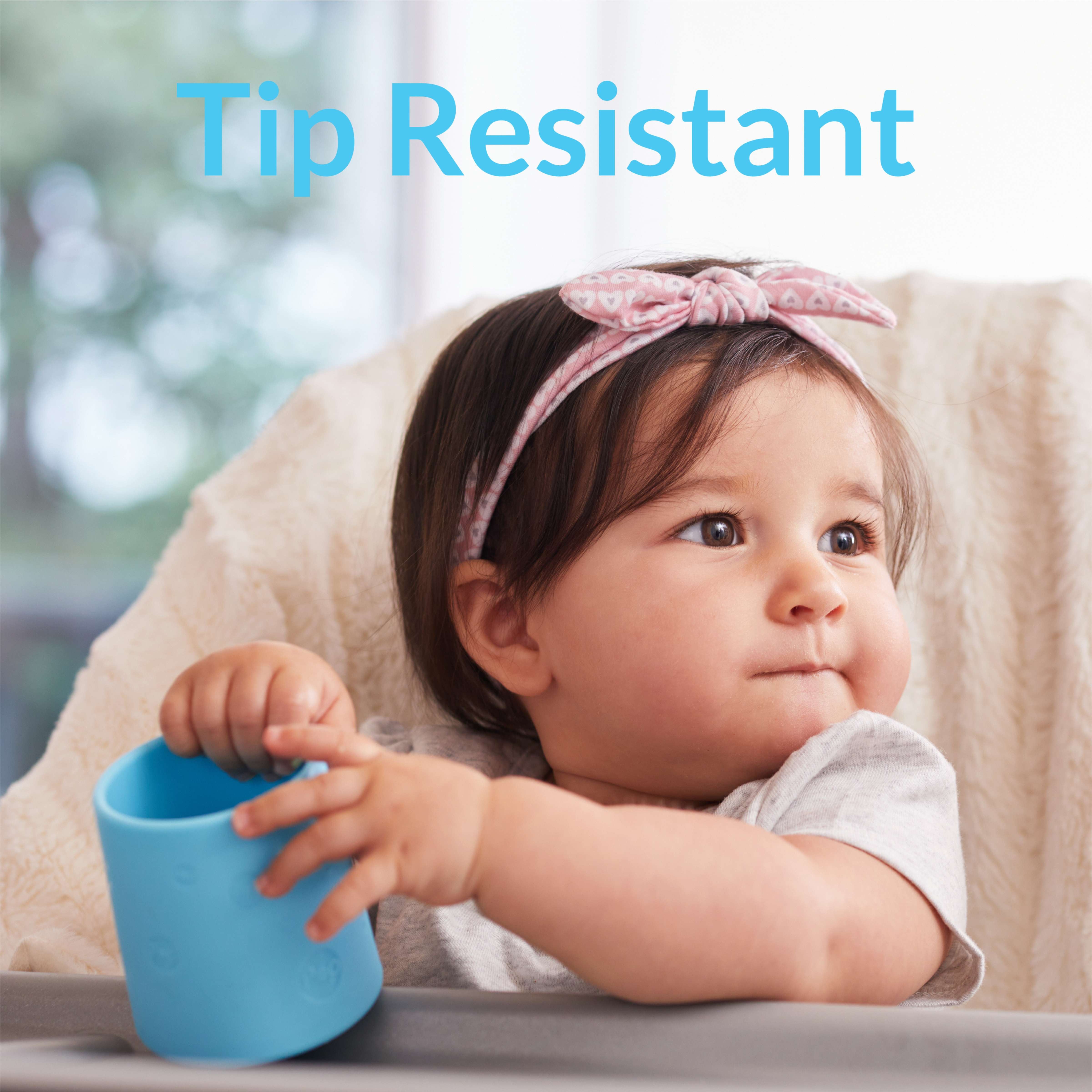 Popyum Silicone Training Cup 2-pack For Baby And Toddler, Handles, Bpa Free, Self Feeding Training, Tumbler (sky Blue And Popyum Orange)