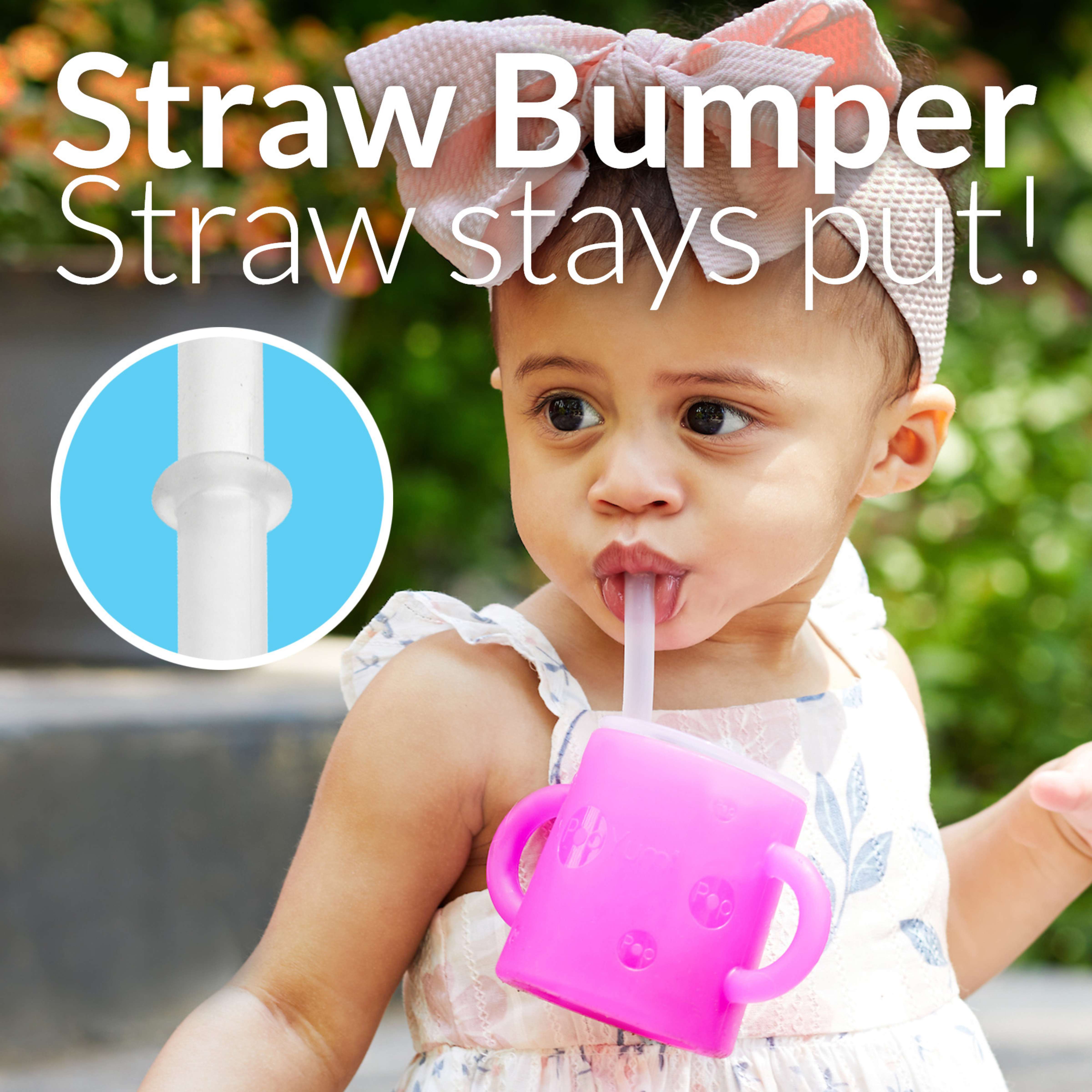 Popyum Silicone Training Cup With Straw Lid, 2-pack For Baby, Infant And Toddler, Tumbler, Sippy, Handles, 5 Ounce (purple, Pink)