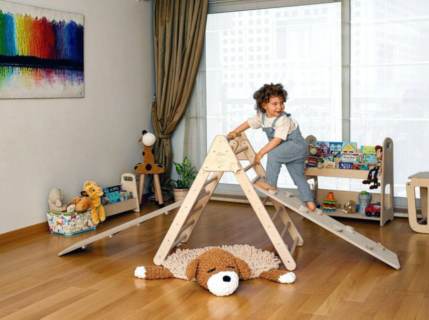 5 Pieces Climbing Set - Climbing Triangle / Arch Rocker, Xl Pillow, And 2 Ramps