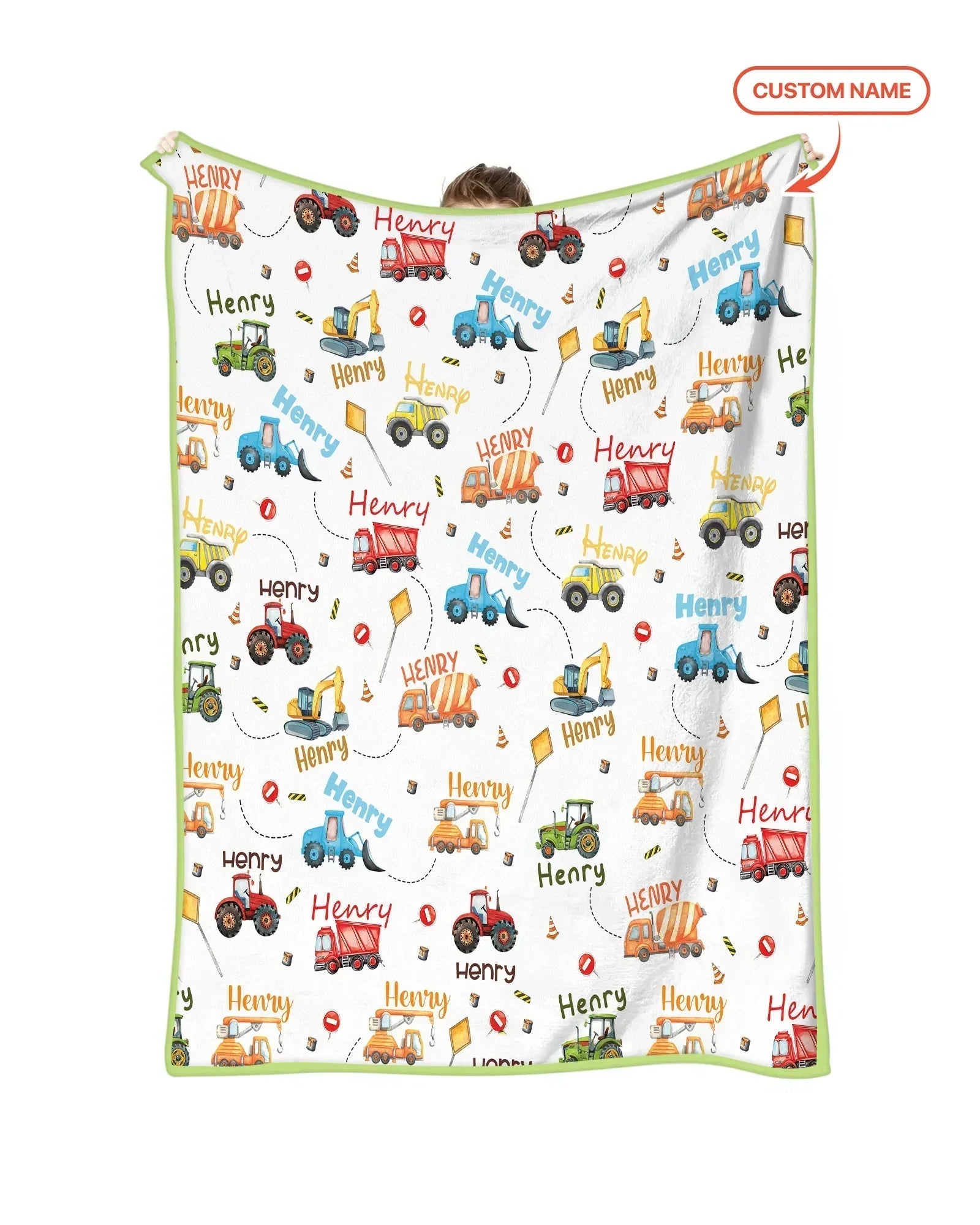 Construction Vehicles Custom Name Bamboo Blanket