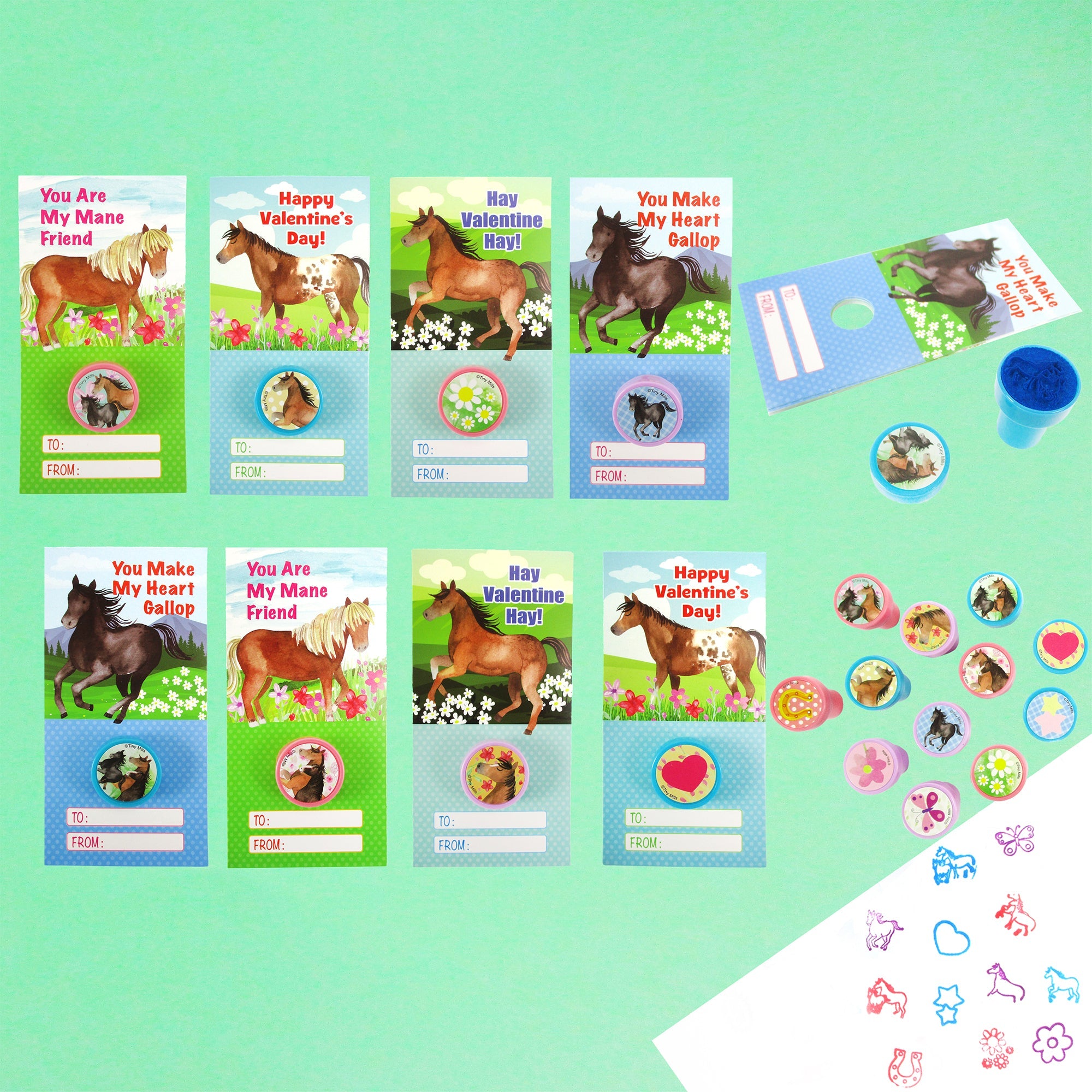 Horse Valentine's Day Cards With Stampers For Classroom Exchange