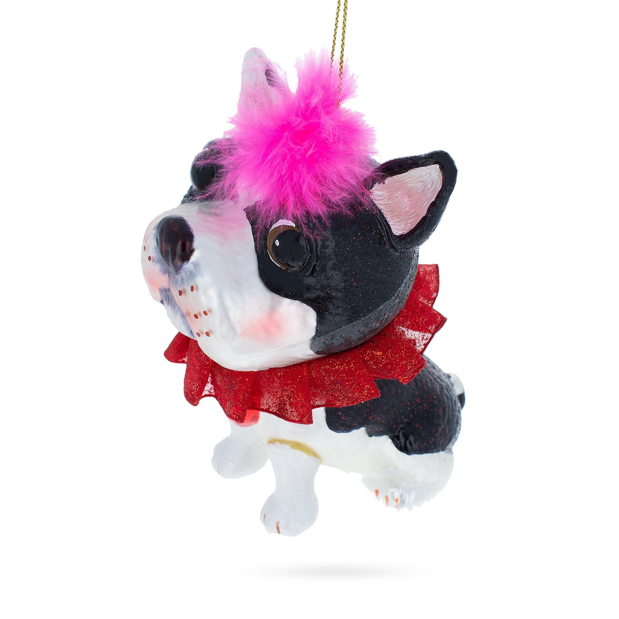 Charming French Bulldog - Blown Glass Christmas Ornament