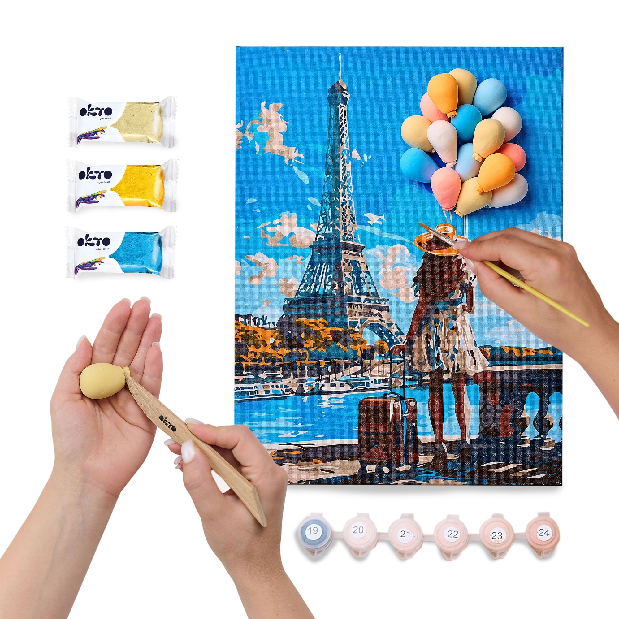 Okto Air-dry Clay 3d Painting Kit – Greetings From Paris (11.8 X 15.7 In)