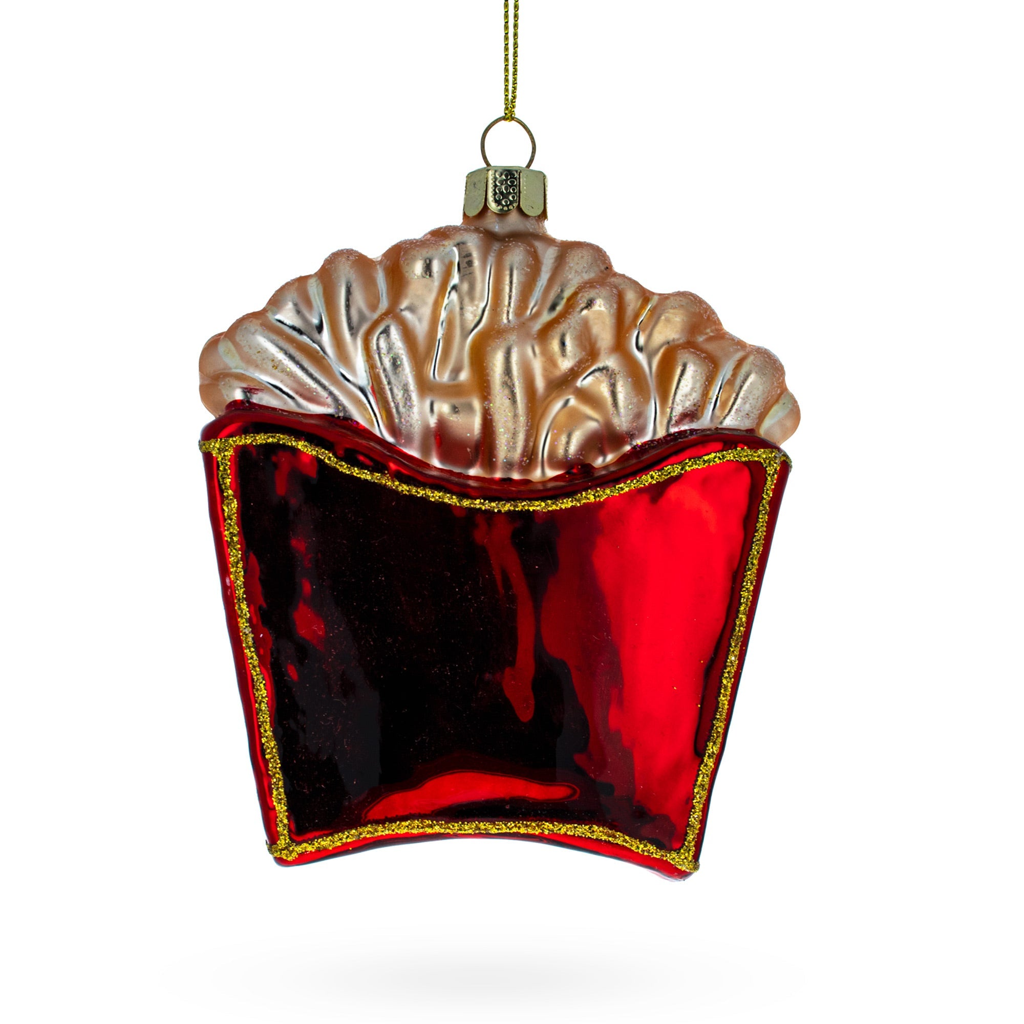 French Fries Glass Christmas Ornament 4.4 Inches