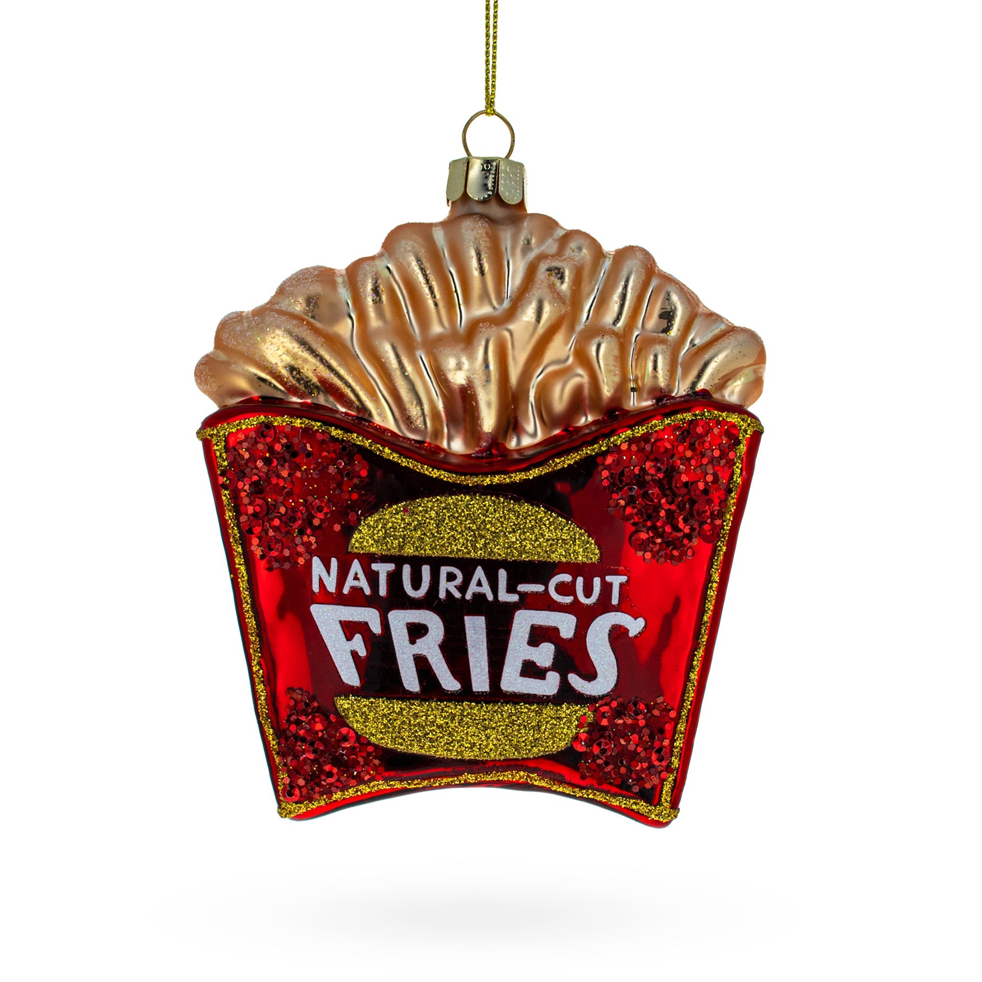 French Fries Glass Christmas Ornament 4.4 Inches