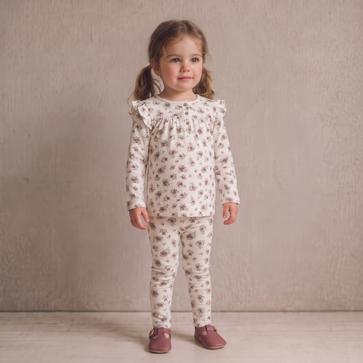 Organic Ruffle Sleeve Top Set Of 2 - Winter Berry + Olive
