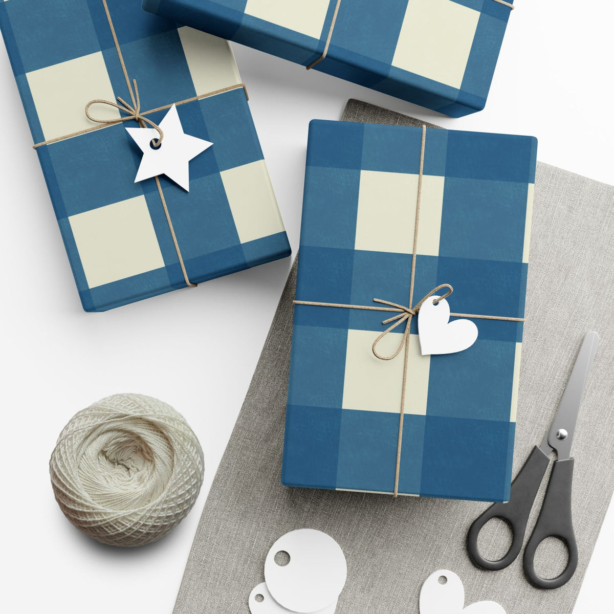 Classic Blue Gingham Gift Wrap