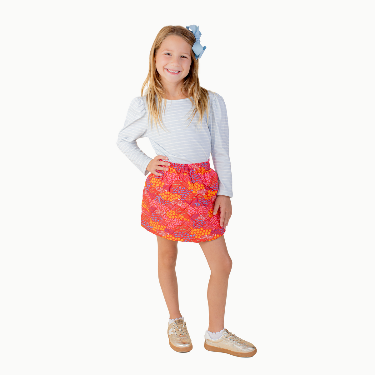 Quilted Skirt In Red Floral