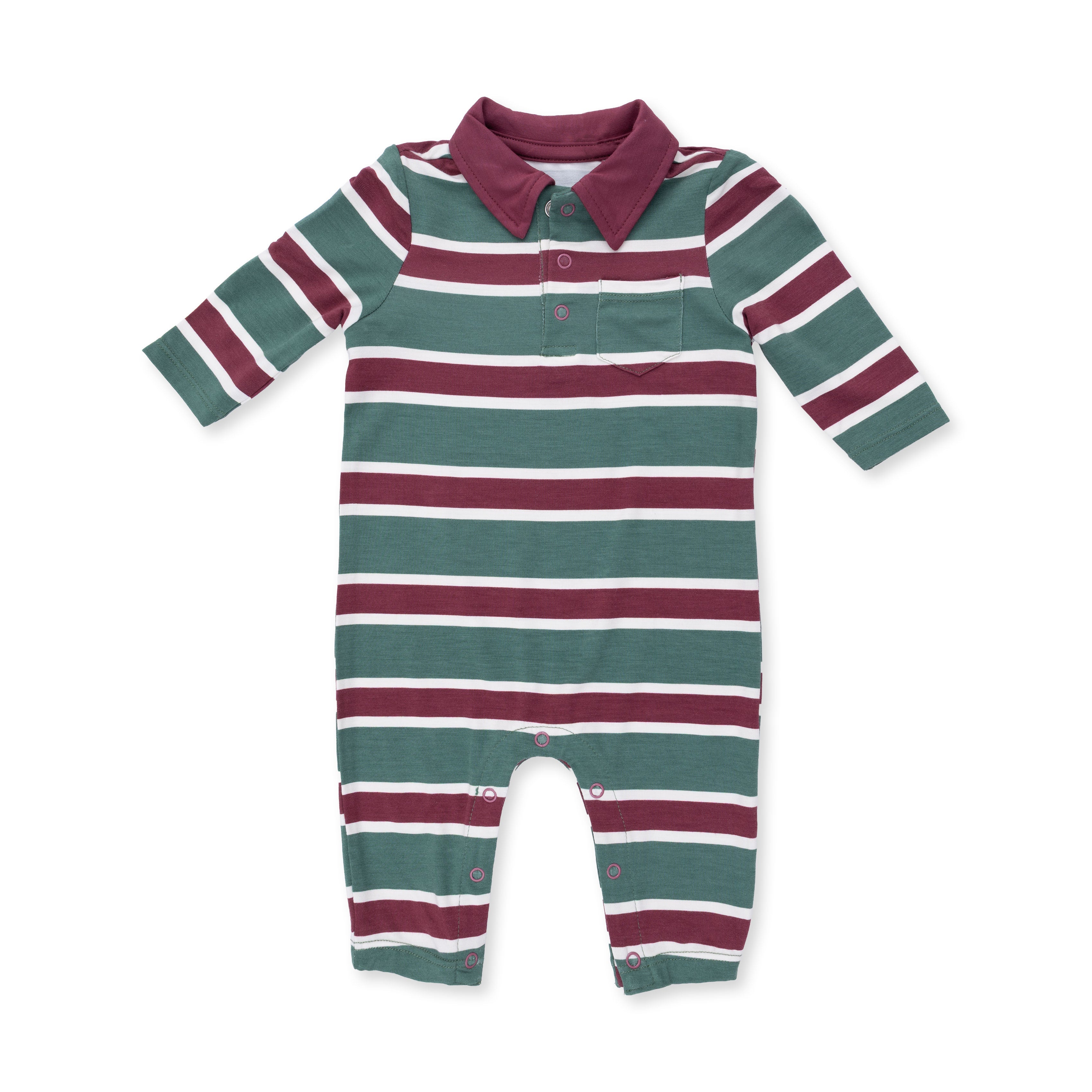 Rugby Stripe Green - Polo Romper
