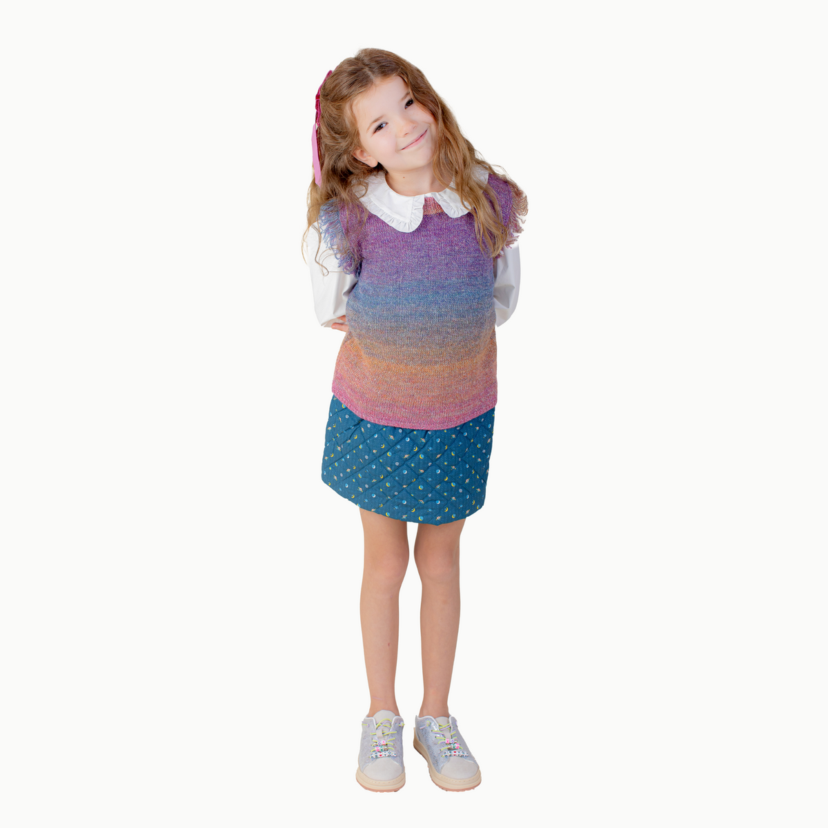 Sweater Vest In Dark Rainbow