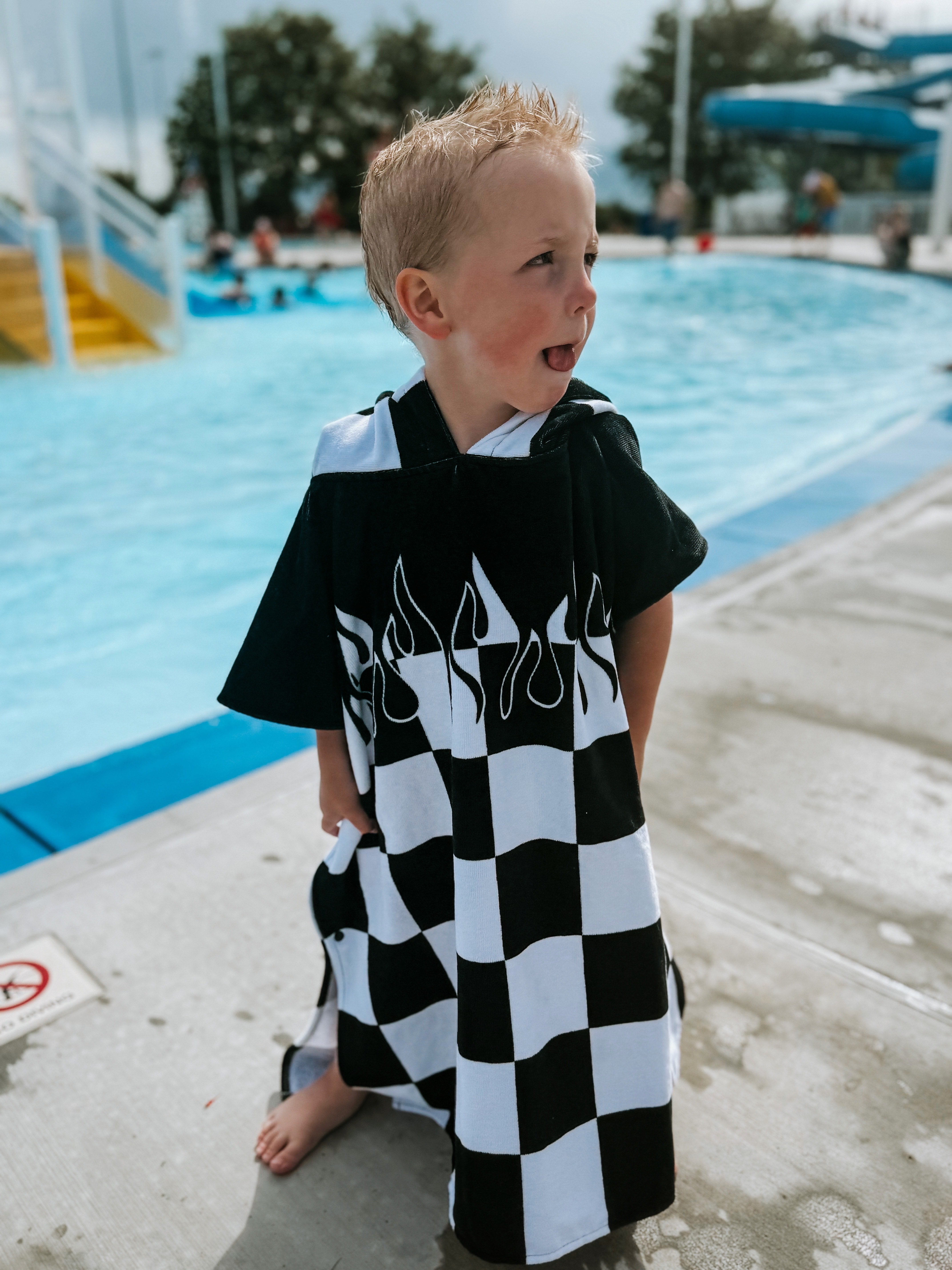 Checker Flame Hooded Towel