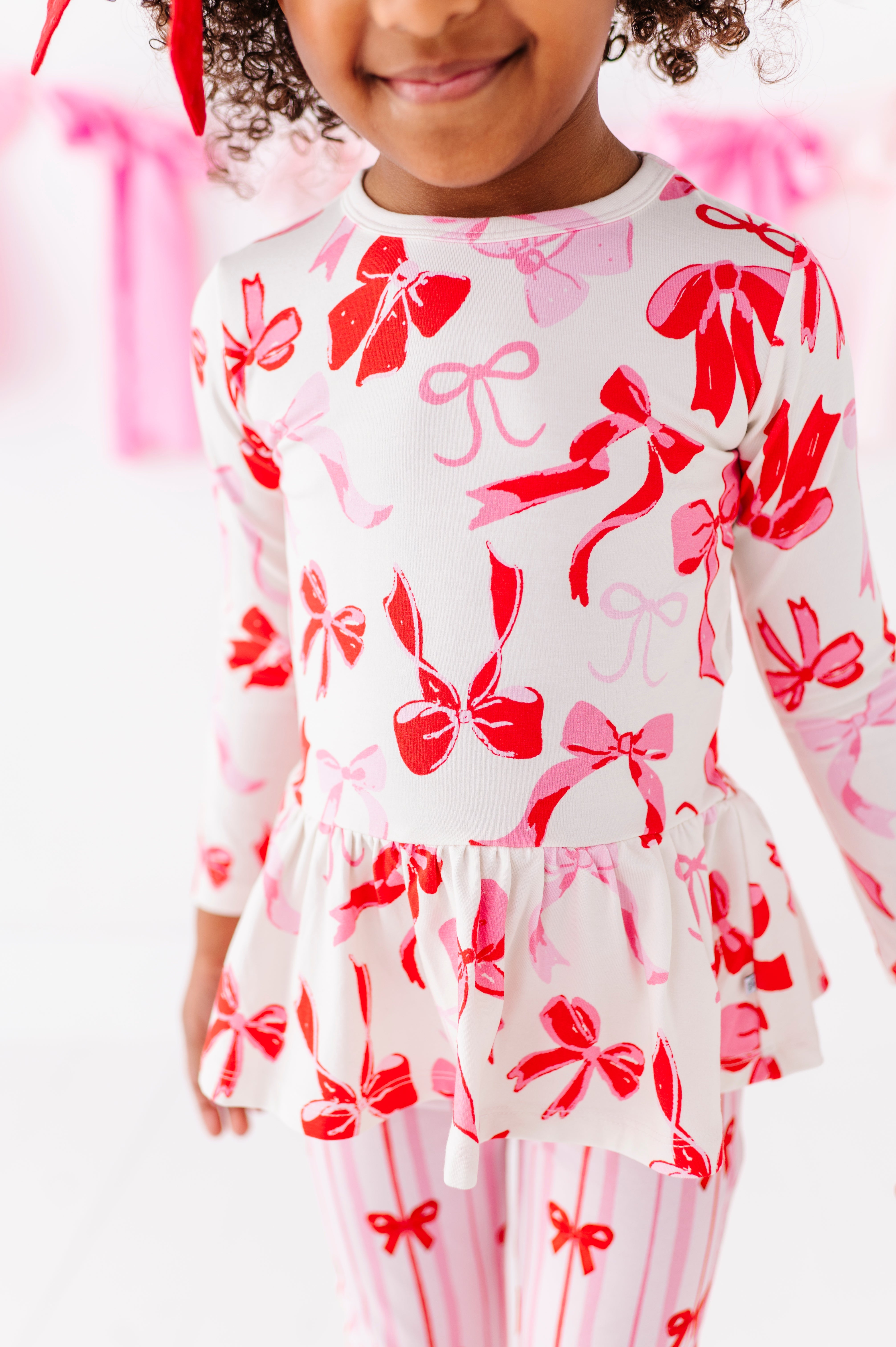 Blushing Bows Bamboo/cotton Peplum Top