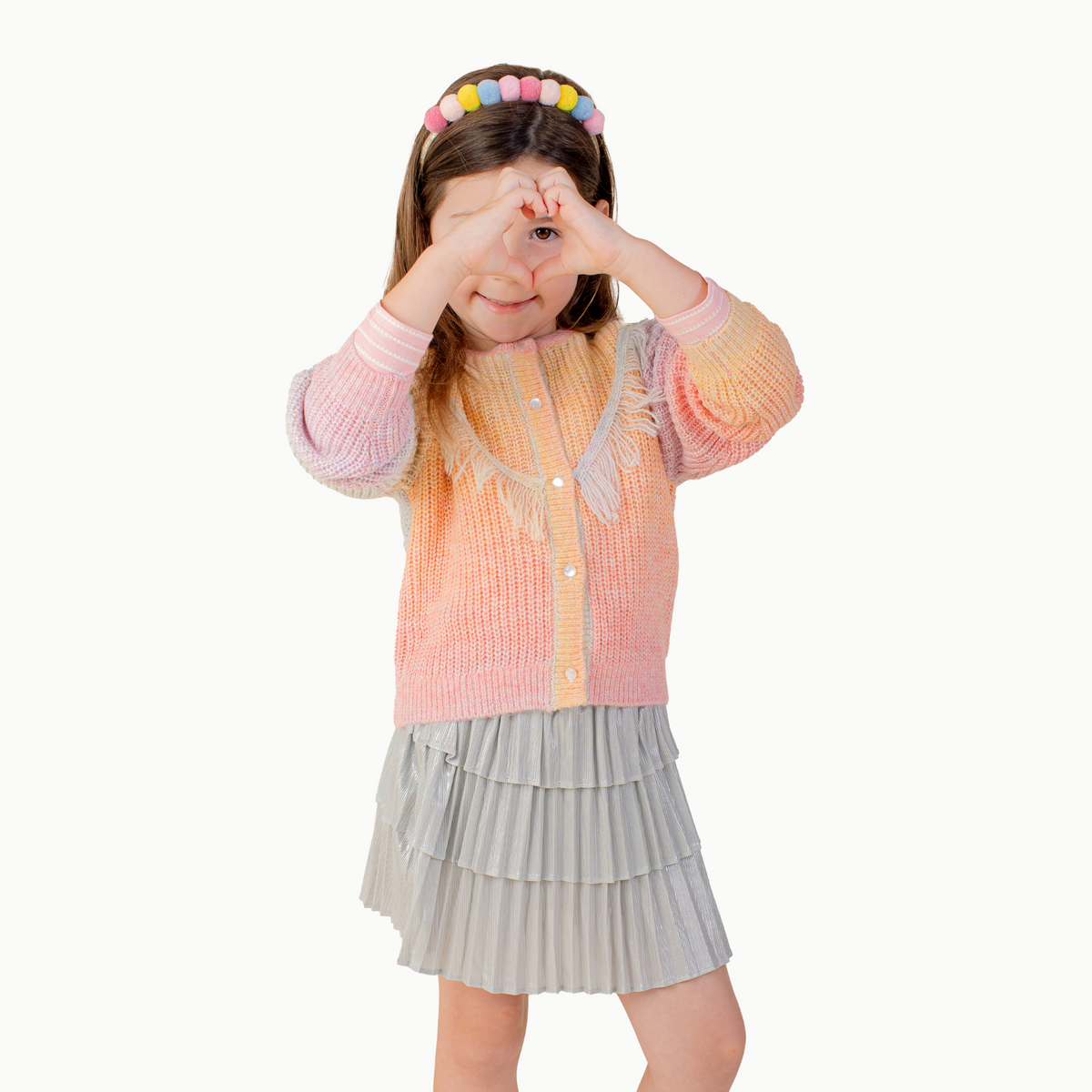 Fringe Cardigan In Light Rainbow