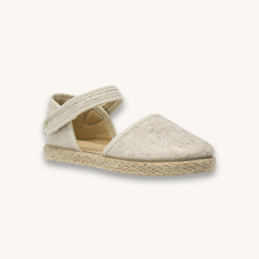 Linen Classic Espadrille Metallic White