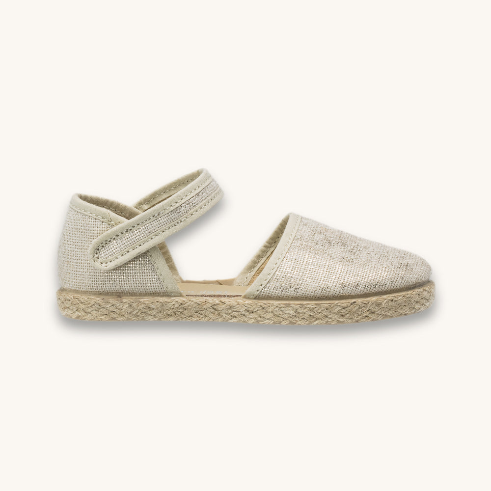 Linen Classic Espadrille Metallic White