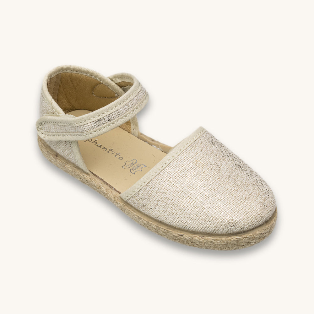 Linen Classic Espadrille Metallic White