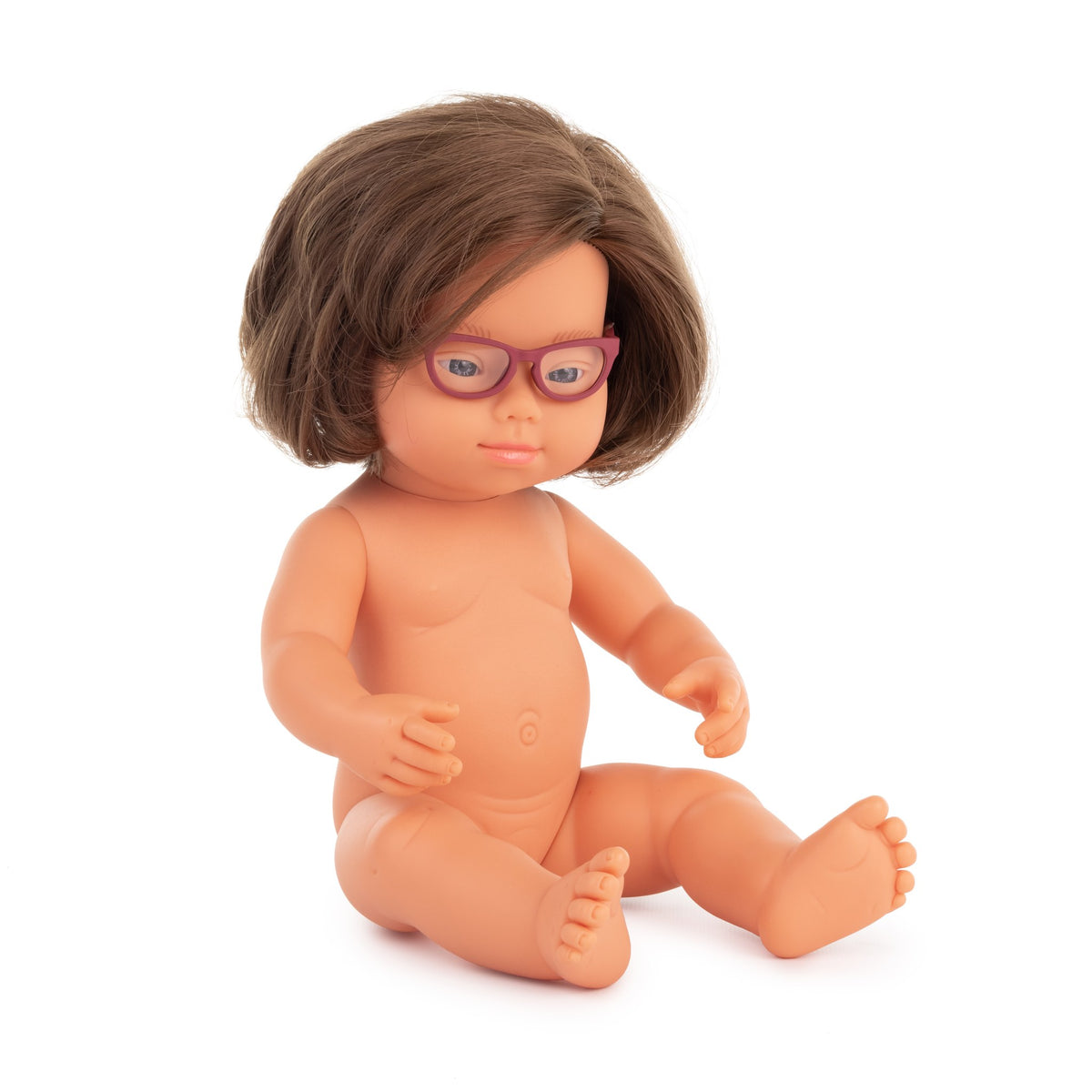Baby Doll Caucasian Girl With Down Syndrome With Glasses 15''