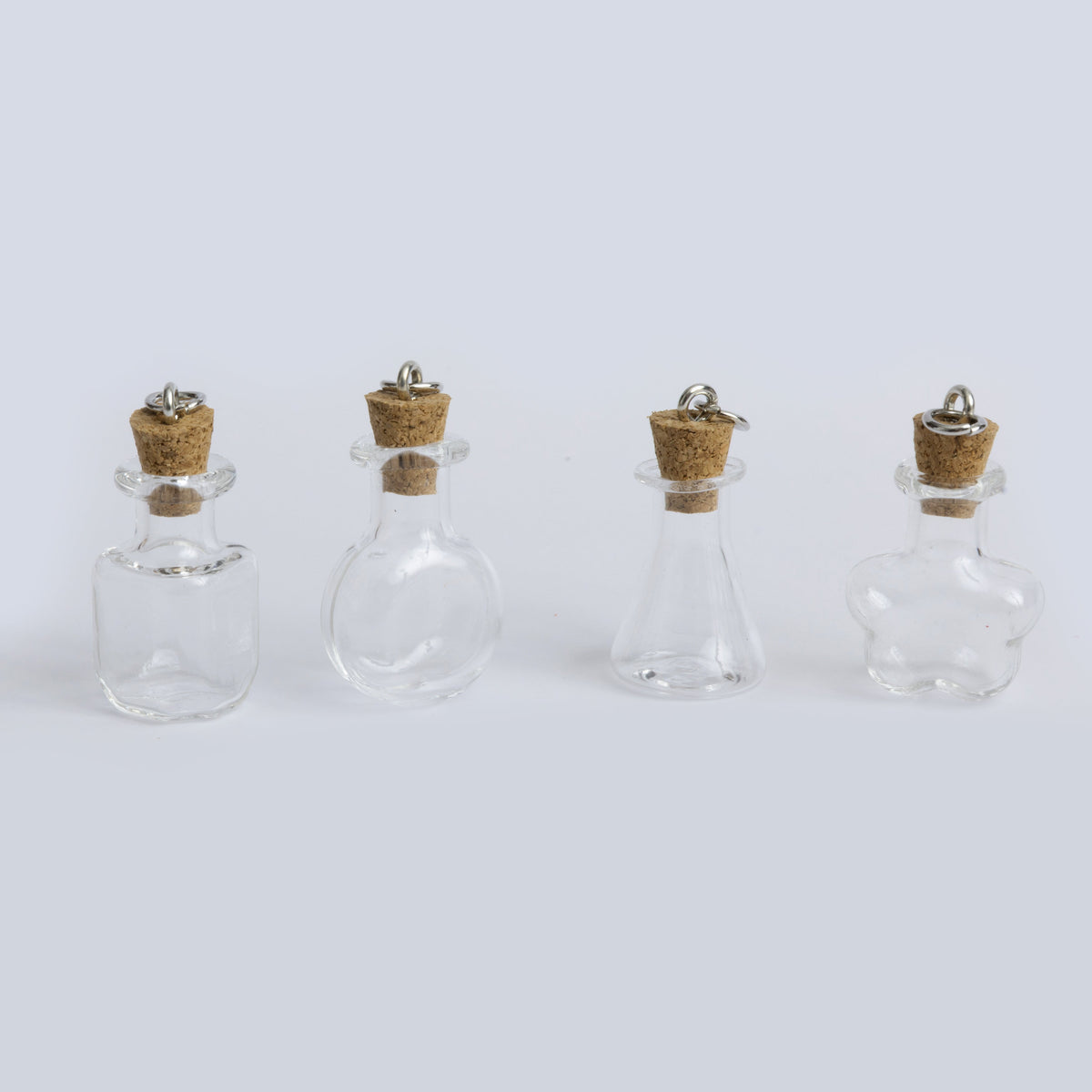 Mini Glass Potion Bottle Charms With Cork Set Of 4 Clear Message In A Bottle For Diy Jewelry & Crafts