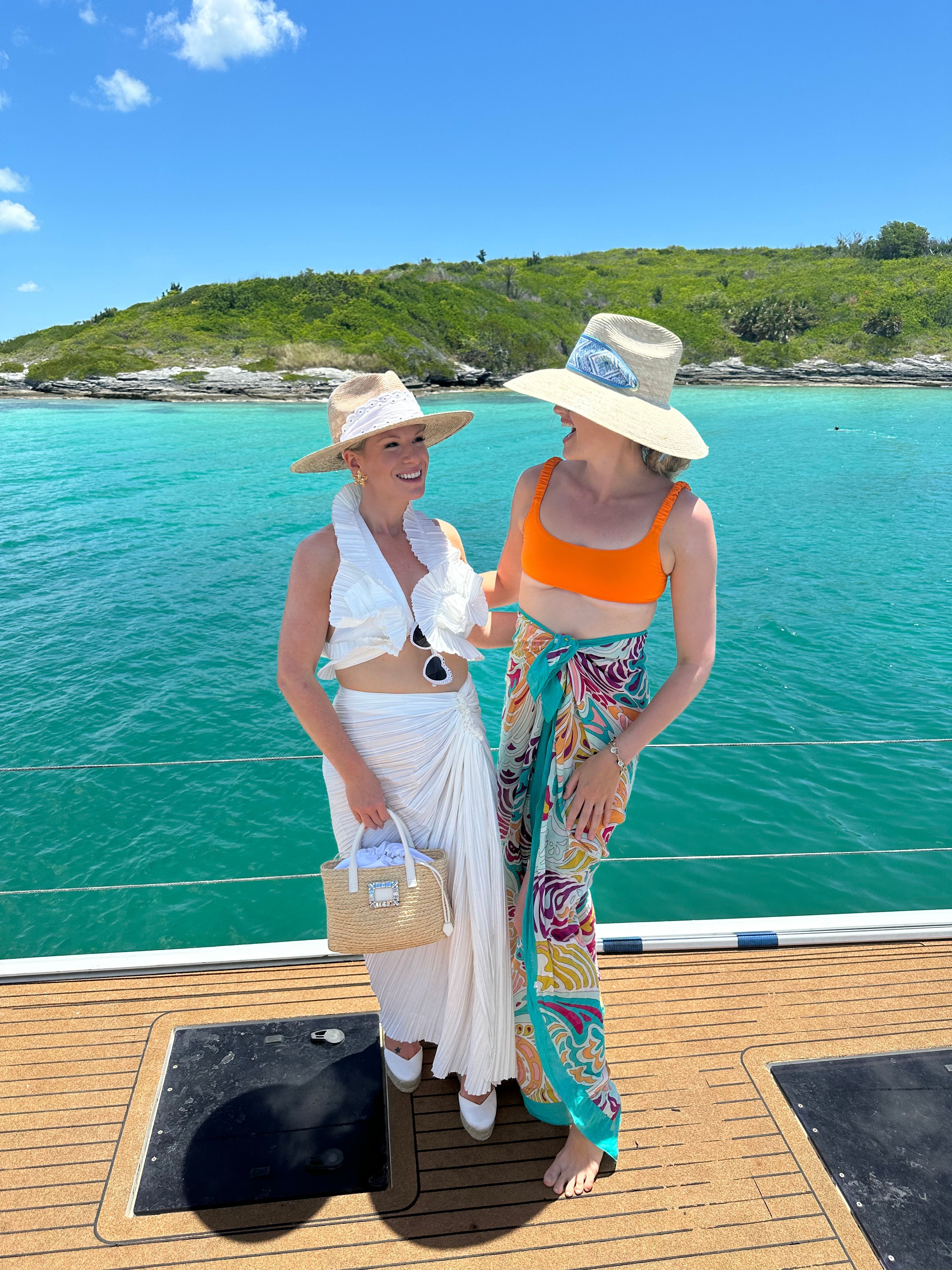 Hollyhock Sun Hat -  Vintage Azure Garden Rose Long Ribbon