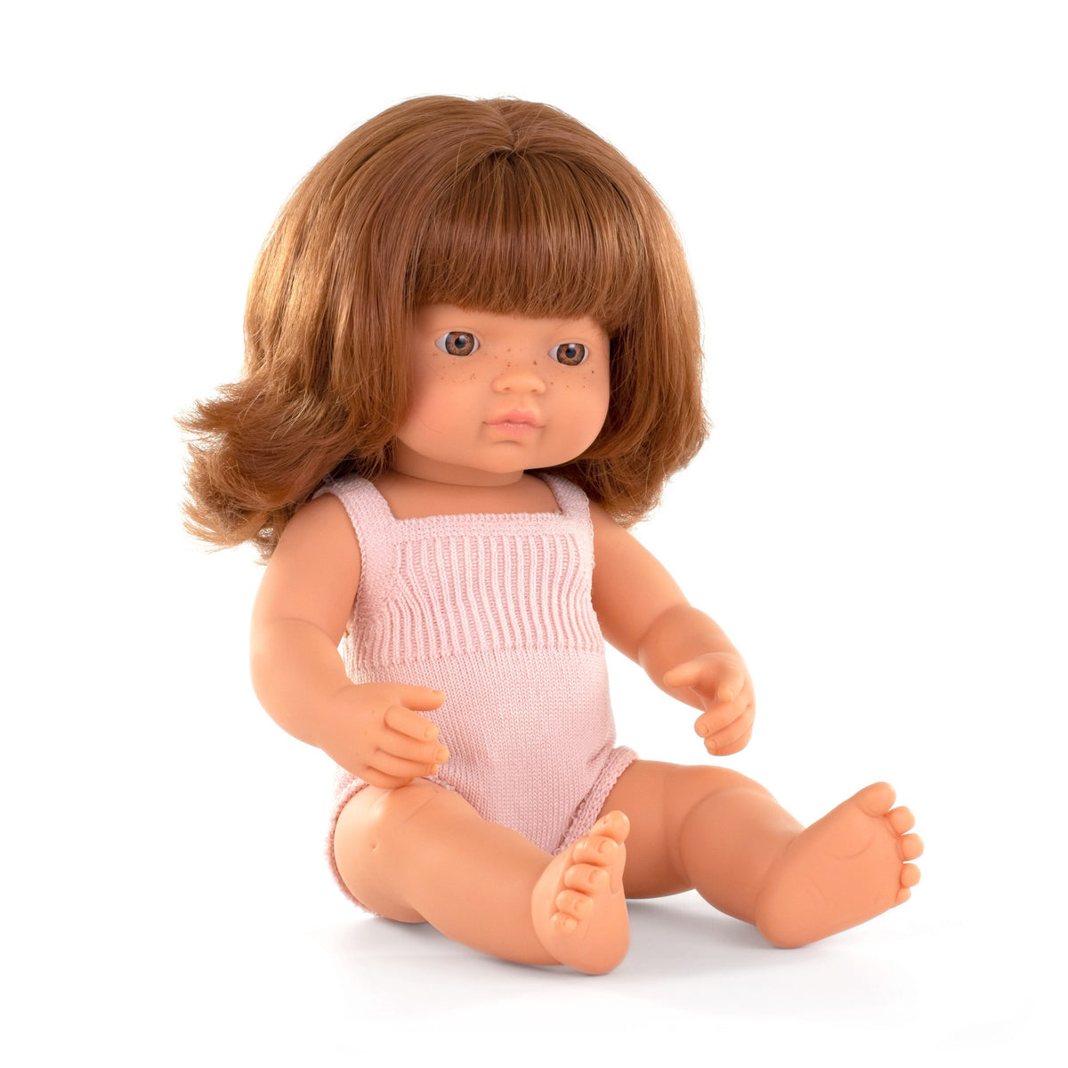 Baby Doll Caucasian Redhead Girl 15" (Pink Rompers)