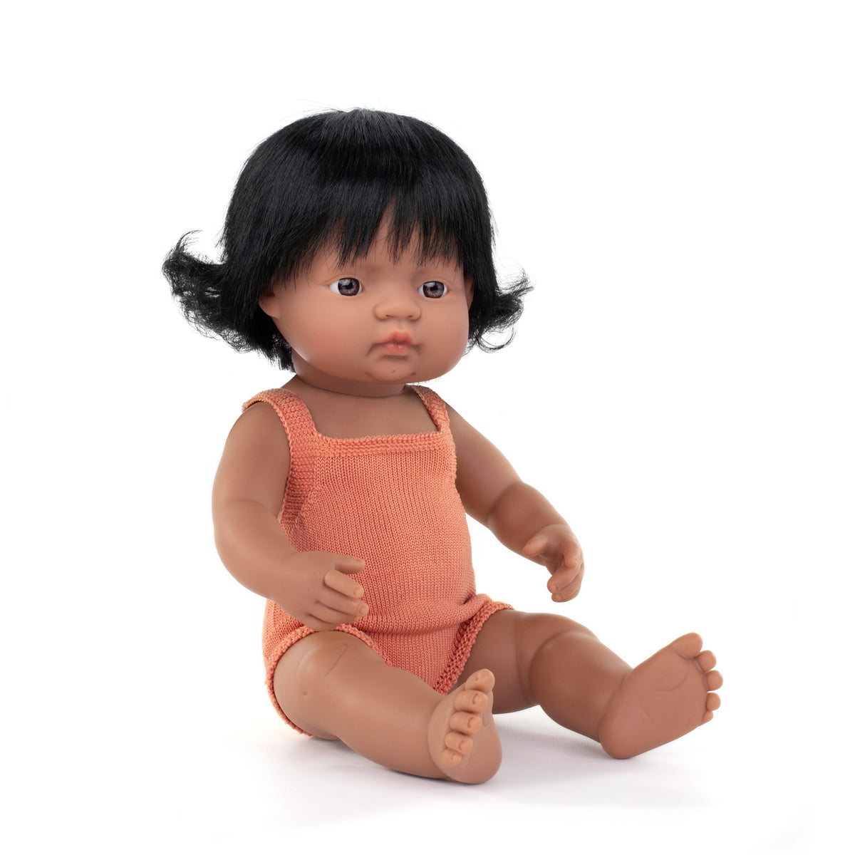 Baby Doll Hispanic Girl 15” (Salmon Rompers)