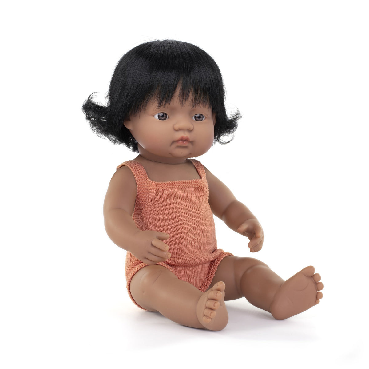 Baby Doll Hispanic Girl 15” (Salmon Rompers)