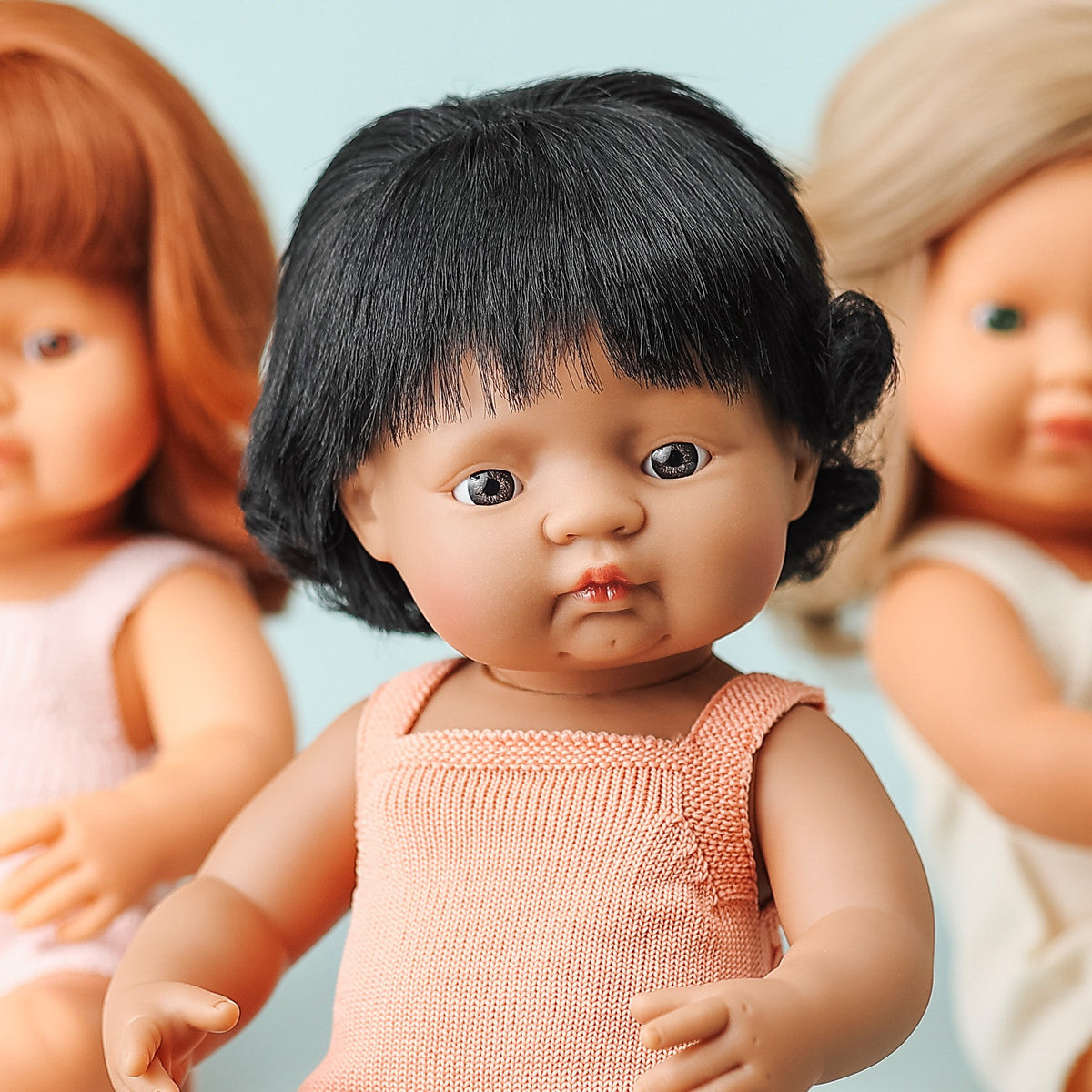 Baby Doll Hispanic Girl 15” (Salmon Rompers)