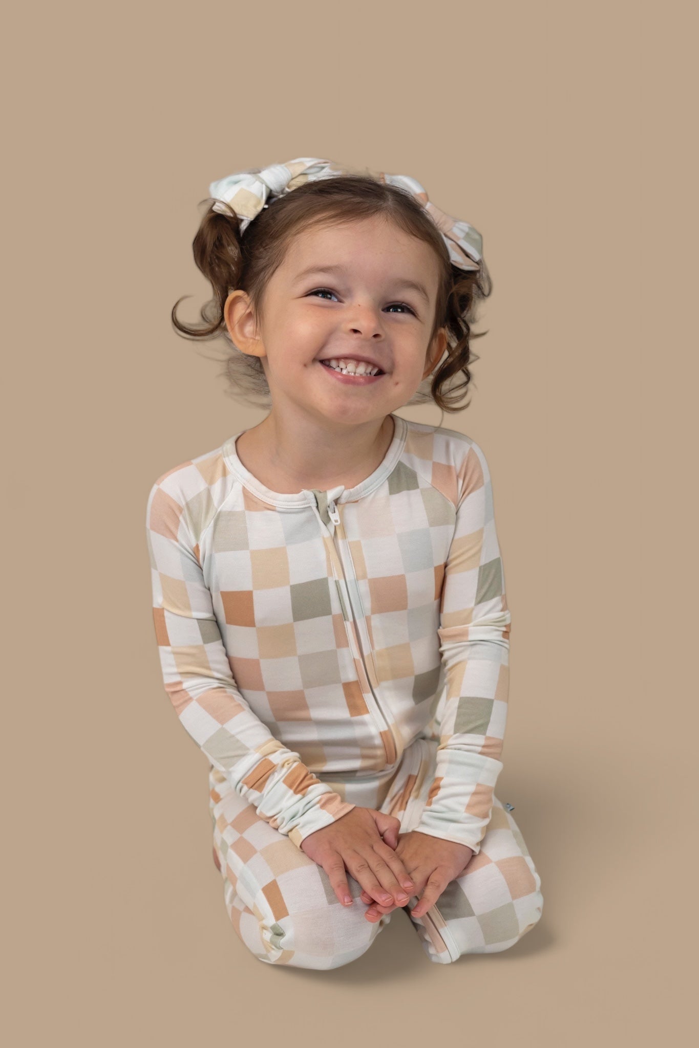 Muted Checkers Dream Bow Hair Clips