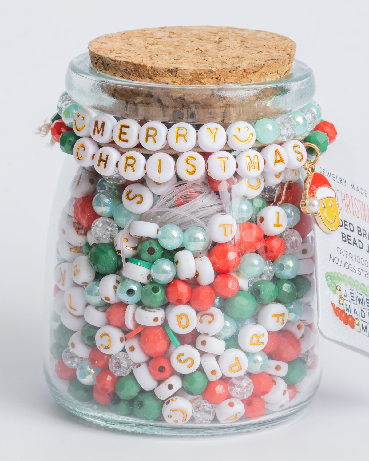 Happy Face Santa Metallic Gold Letter Diy Bead Jar