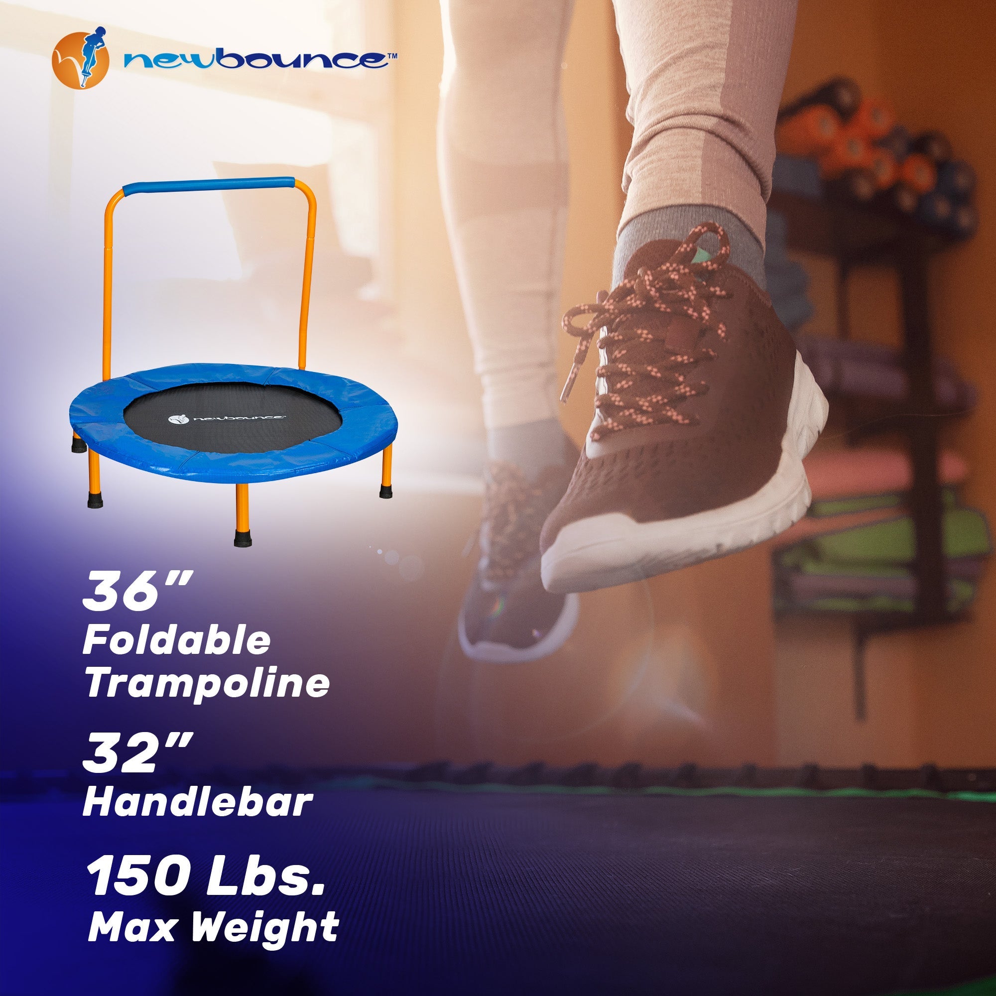 36" Mini Trampoline With Handlebar