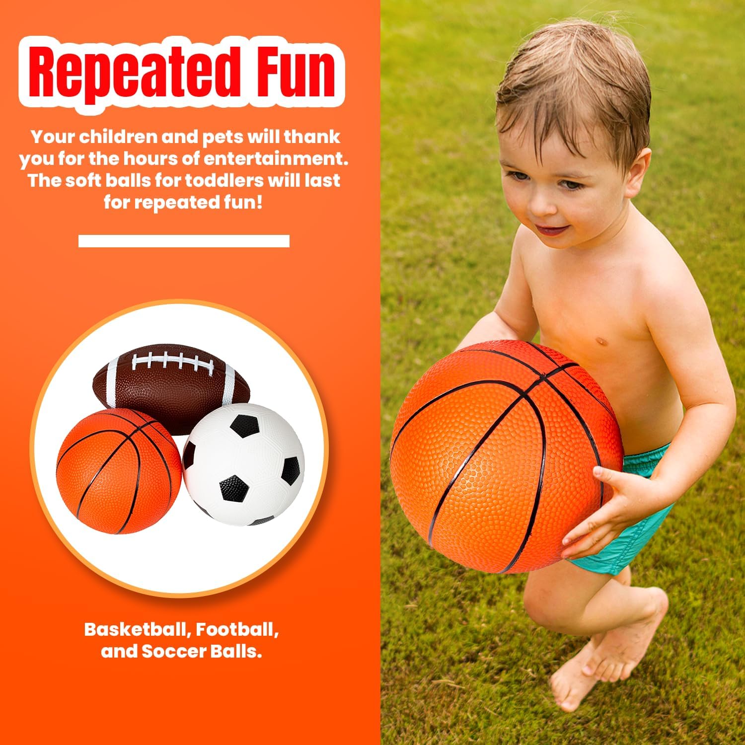 Soft 5" Sports Balls - Set Of 3