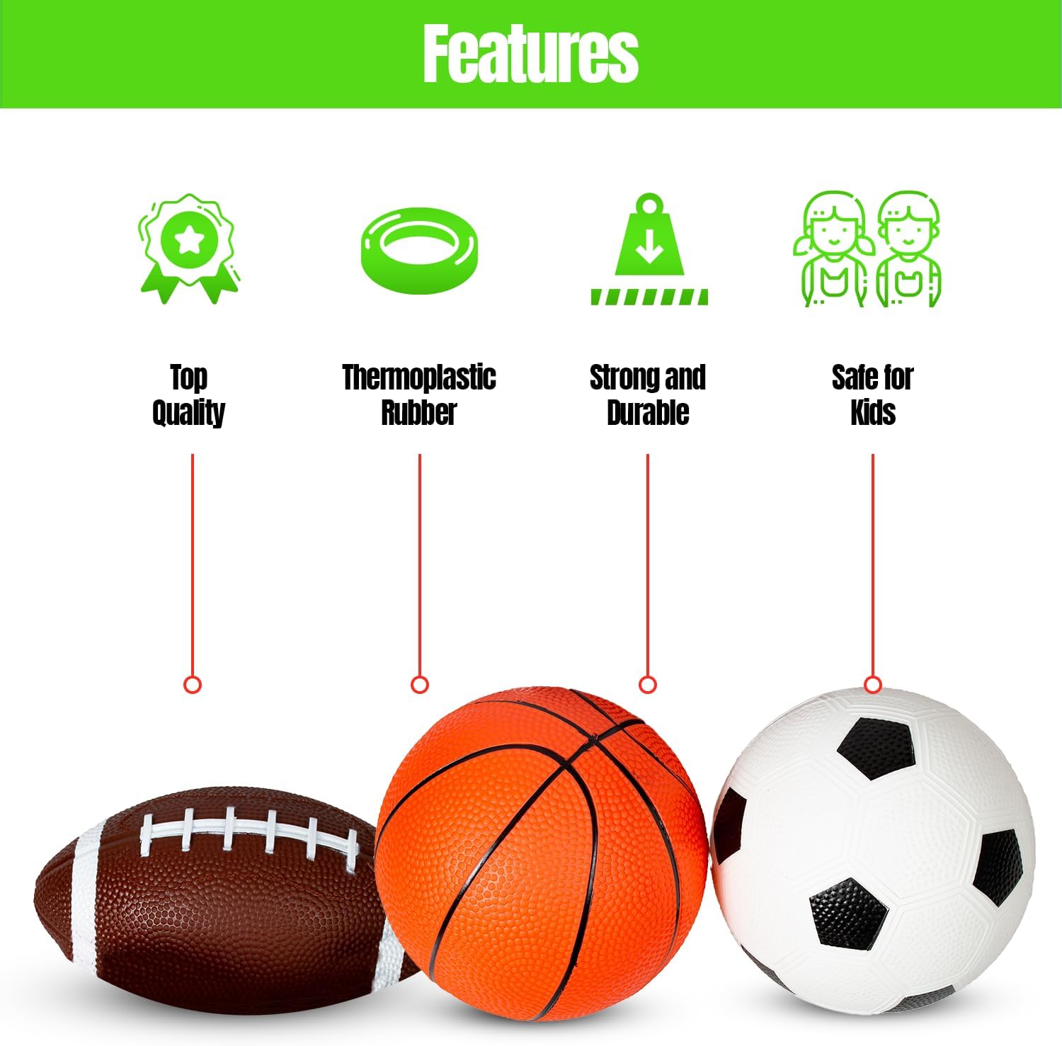 Soft 5" Sports Balls - Set Of 3