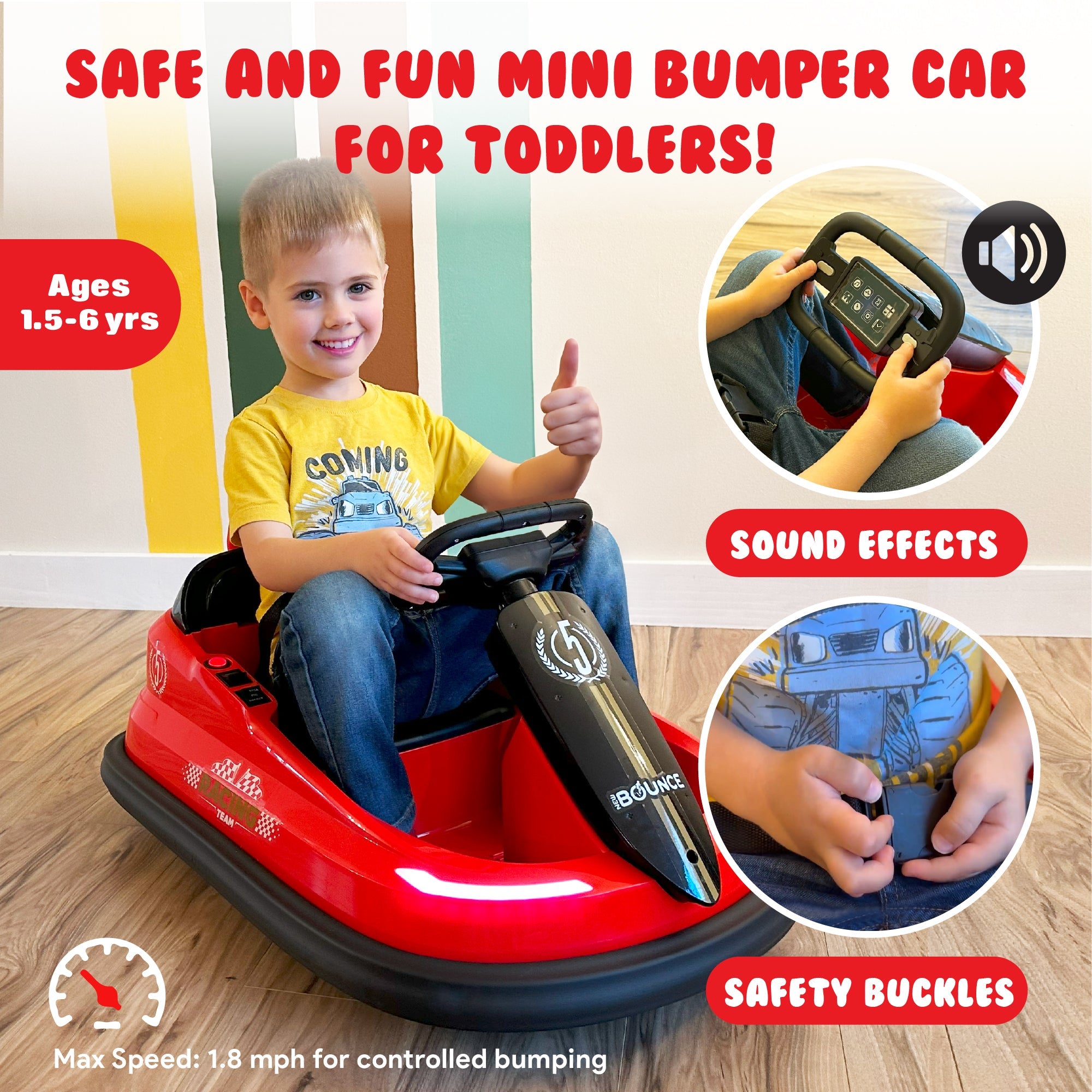 Bumper Car For Toddlers - Ages 1.5-6 Years