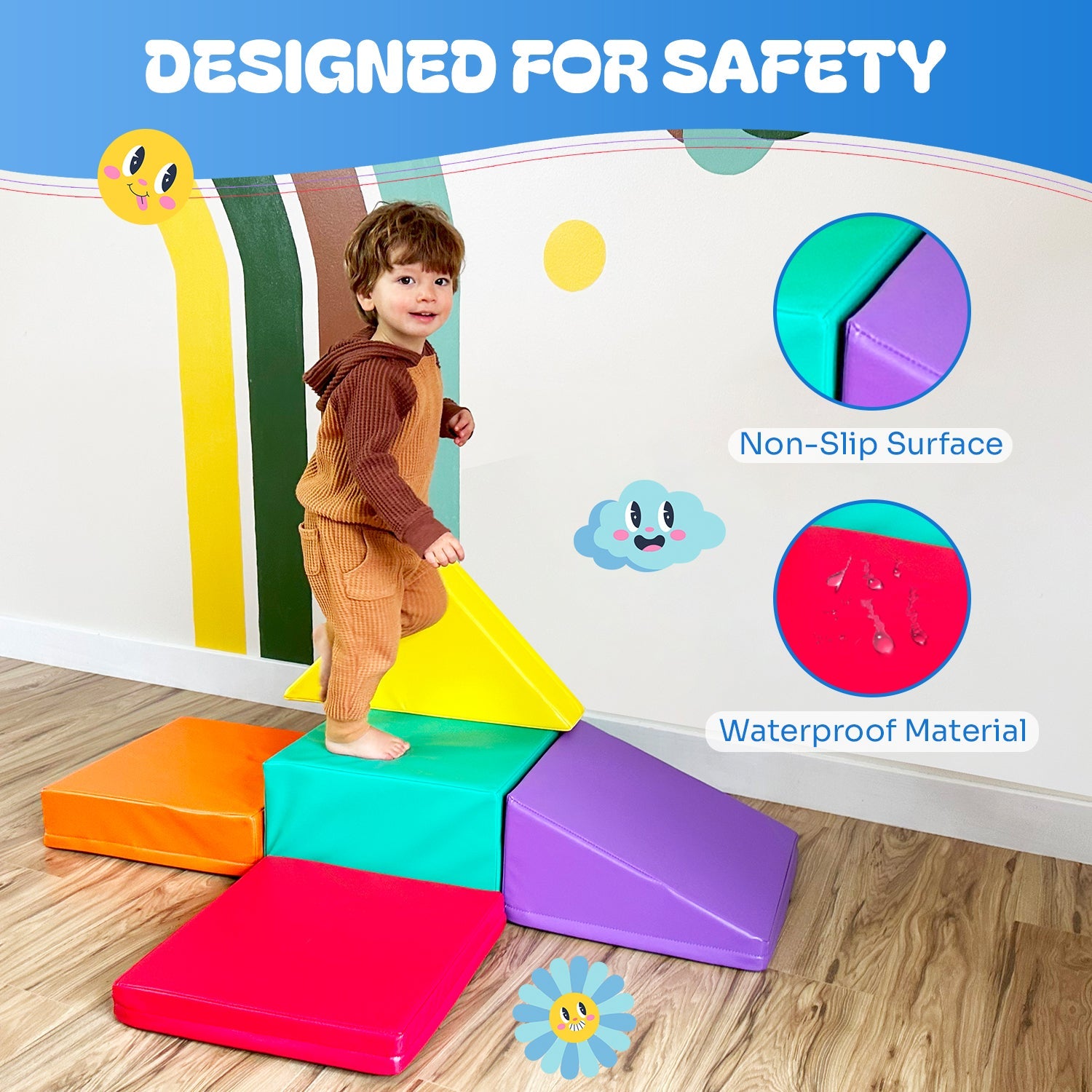 Toddler Climbing Toys - Soft Play Set For Kids (5 Pc Set)