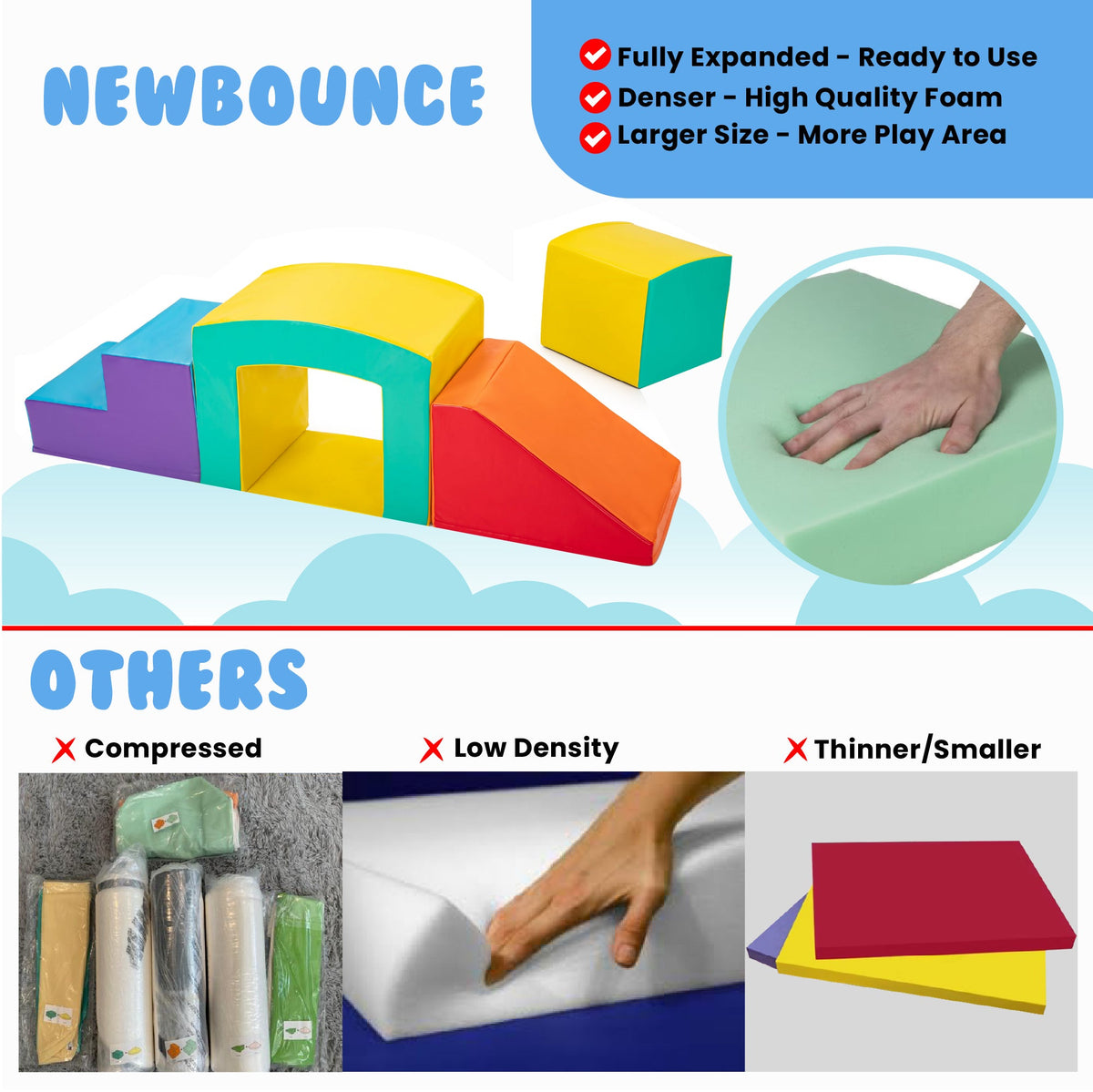 Square Tunnel Soft Play Set  - Toddler Climbing Toys - (4pc Set)
