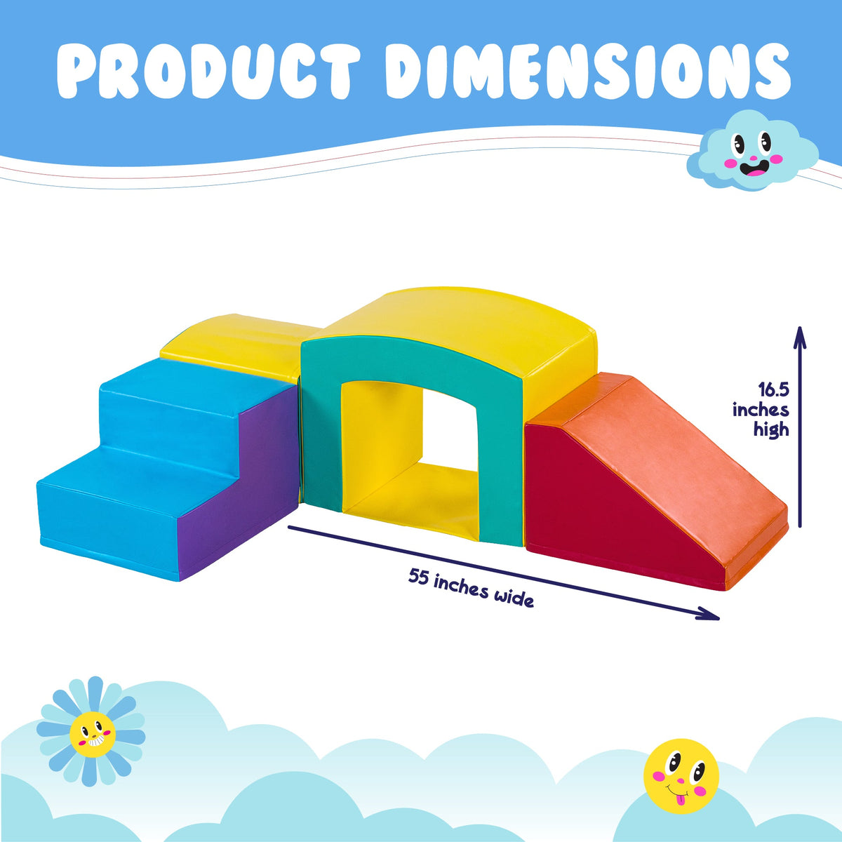 Square Tunnel Soft Play Set  - Toddler Climbing Toys - (4pc Set)