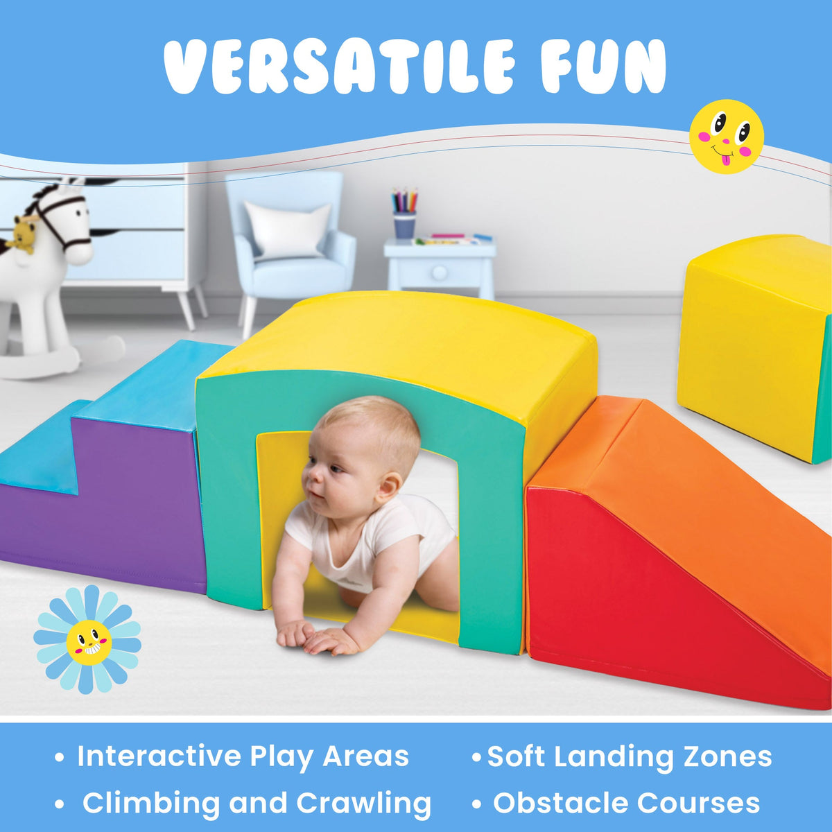 Square Tunnel Soft Play Set  - Toddler Climbing Toys - (4pc Set)