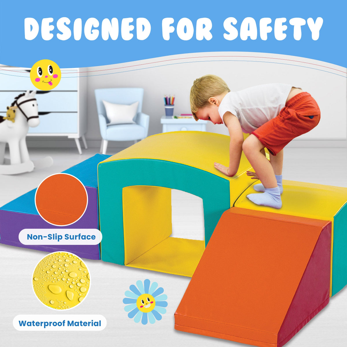 Square Tunnel Soft Play Set  - Toddler Climbing Toys - (4pc Set)