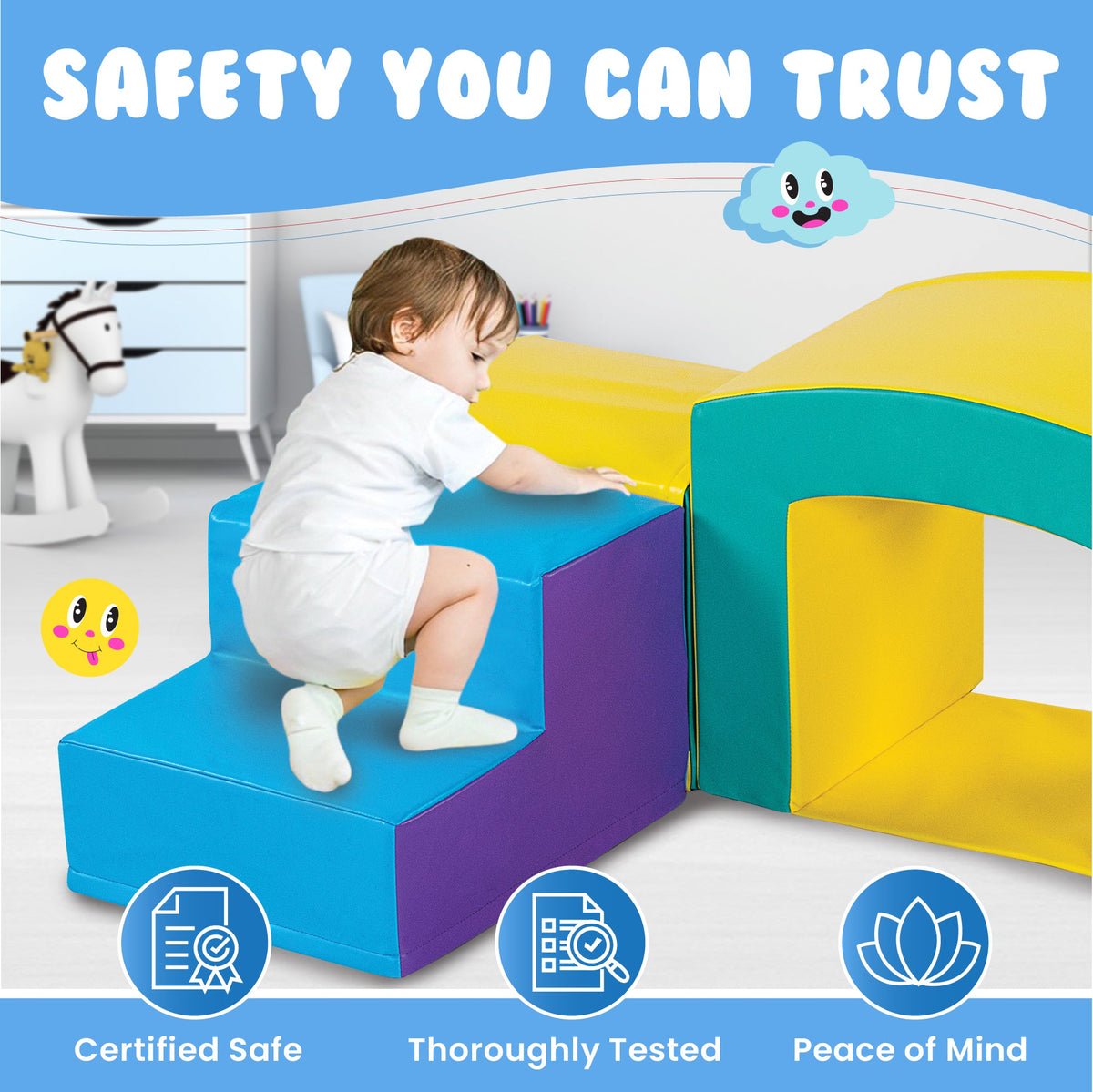 Square Tunnel Soft Play Set  - Toddler Climbing Toys - (4pc Set)