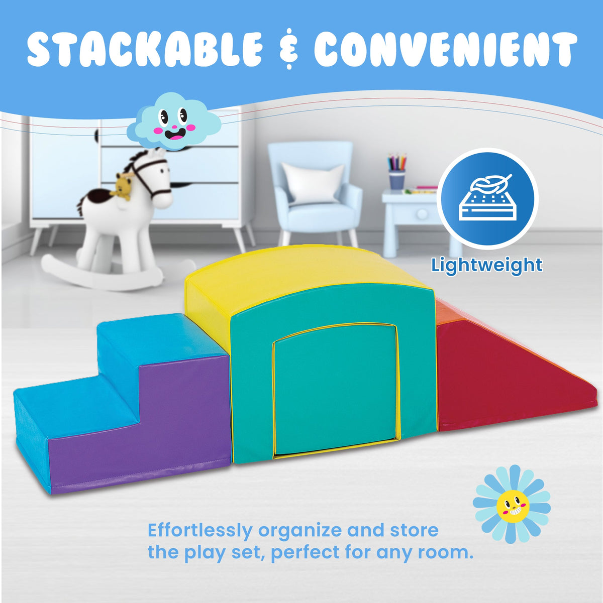 Square Tunnel Soft Play Set  - Toddler Climbing Toys - (4pc Set)
