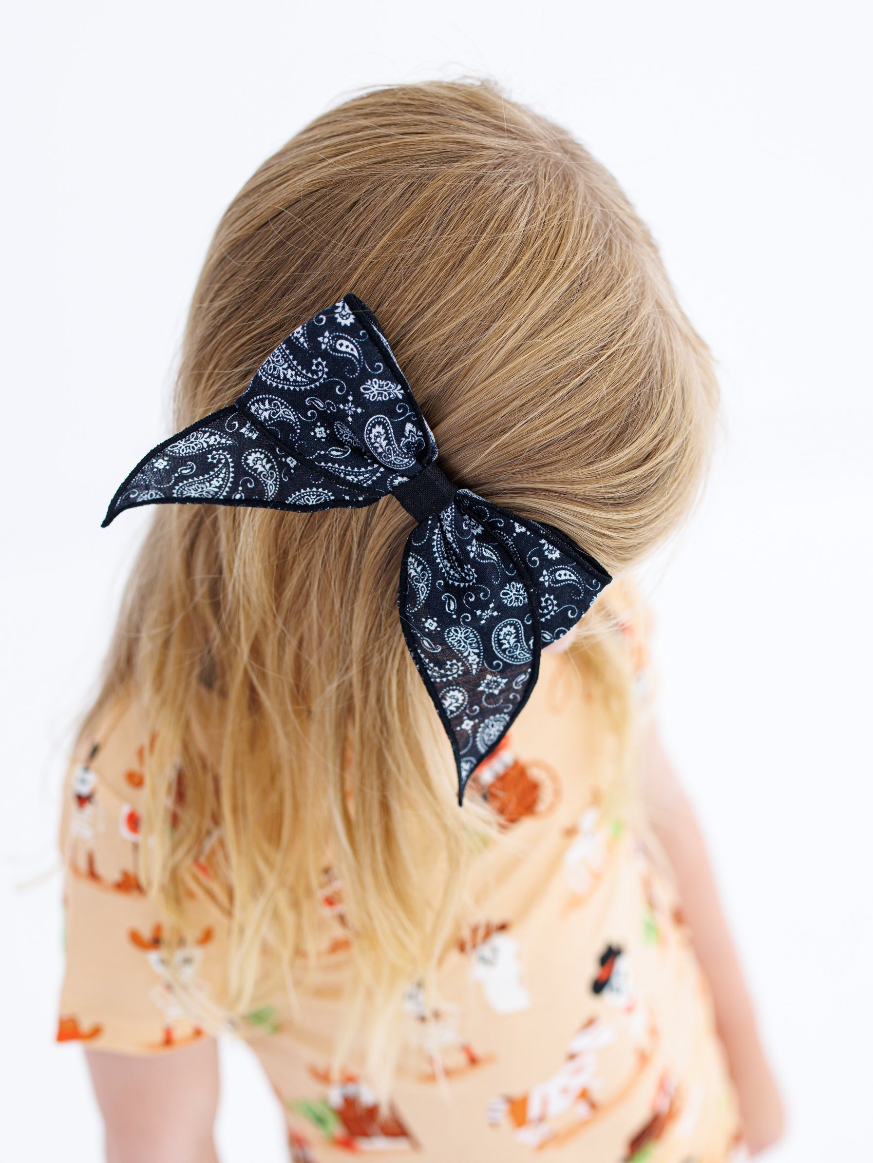 Black Paisley Clippy Bow