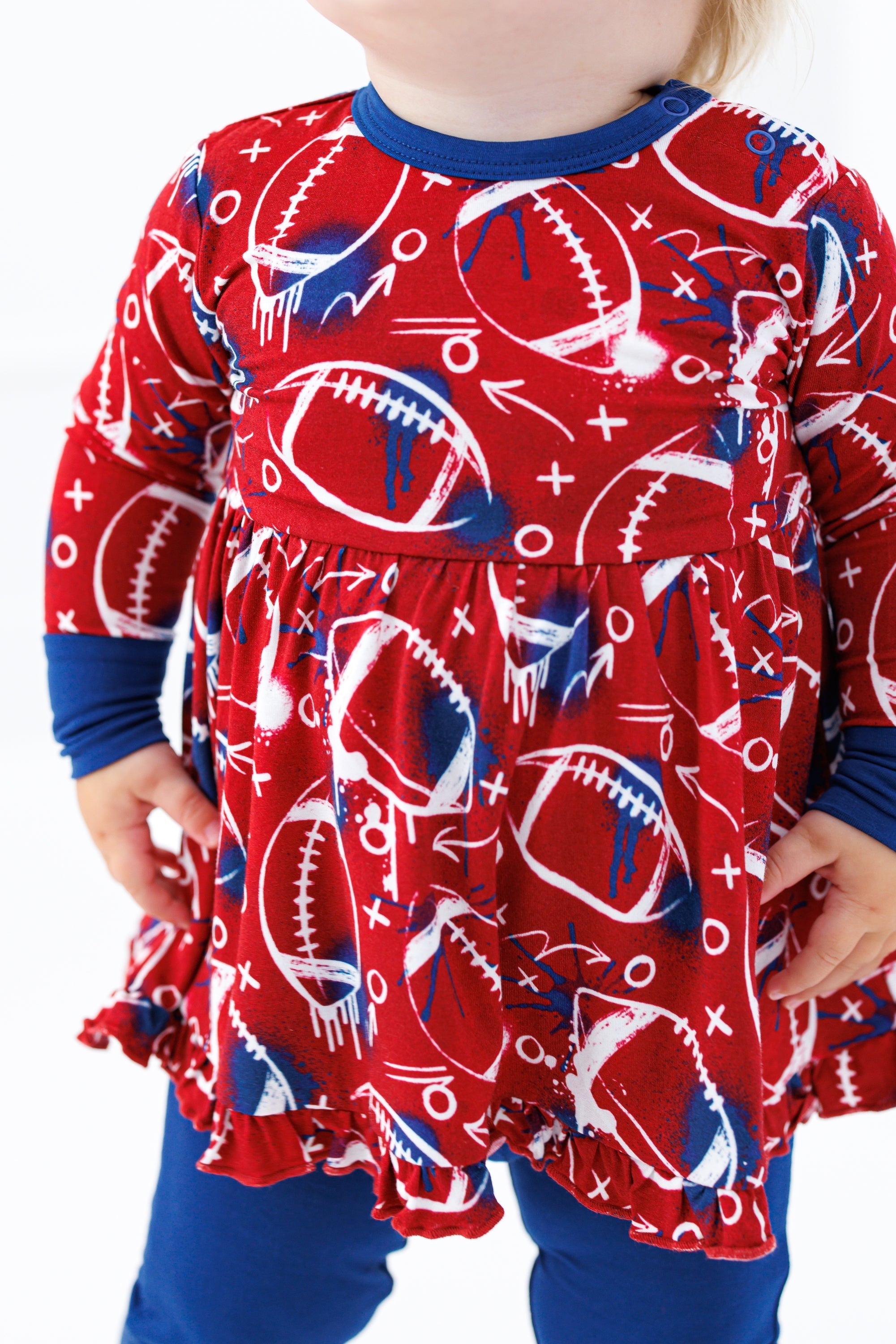 Graffiti Football Peplum Set : Red And Navy