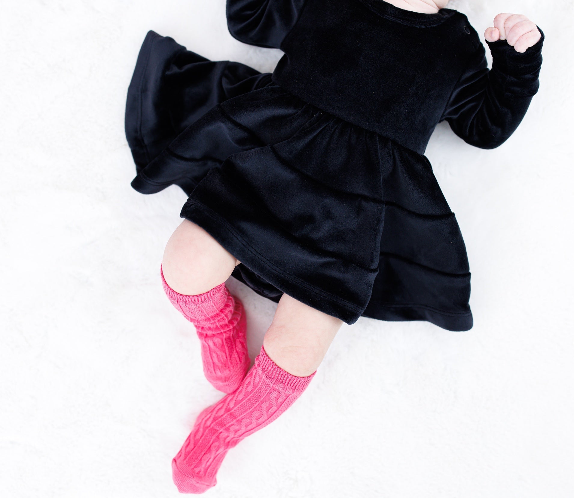 Knee-high Socks Set- Black And Pink