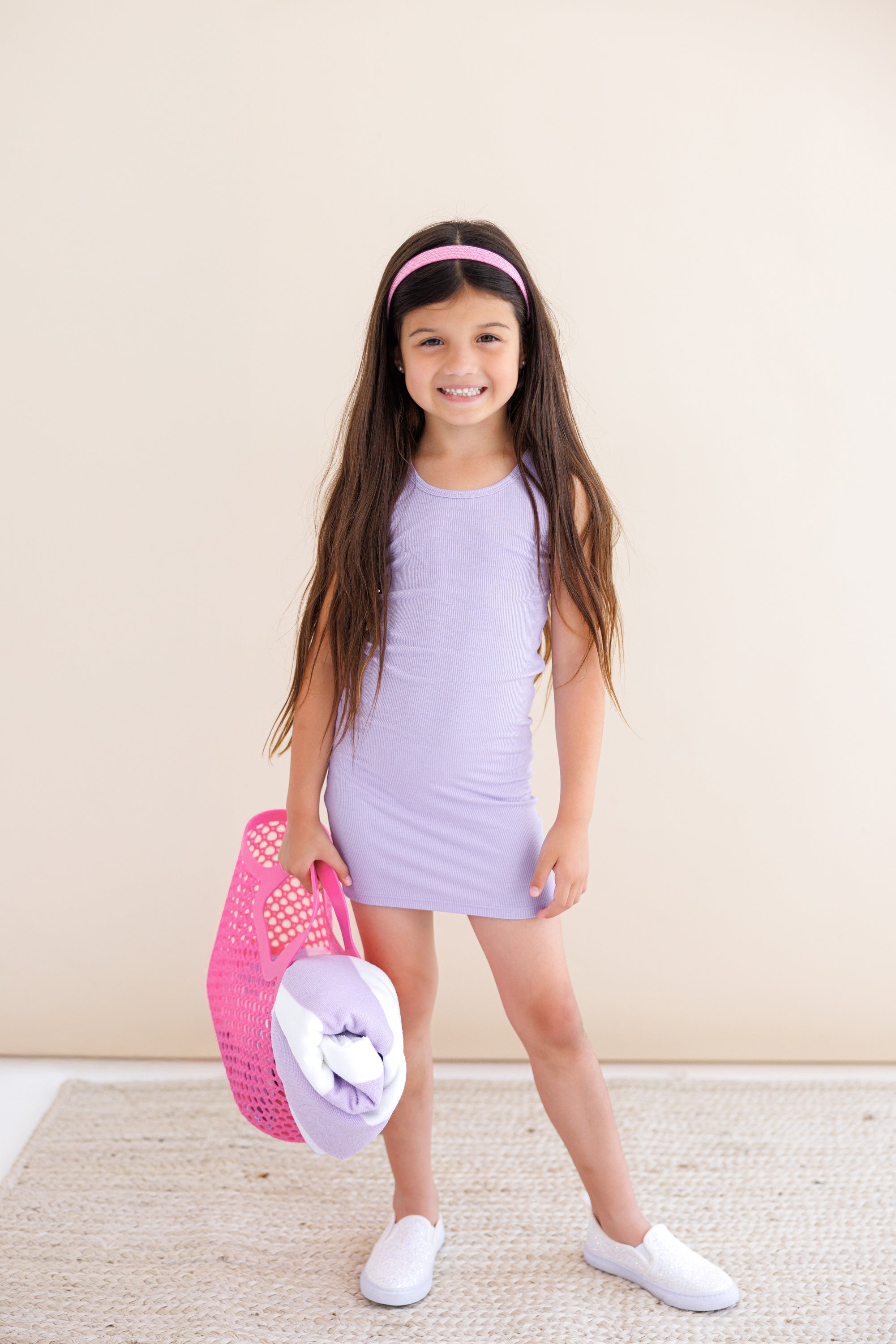 Lavender Ribbed Tank Dress