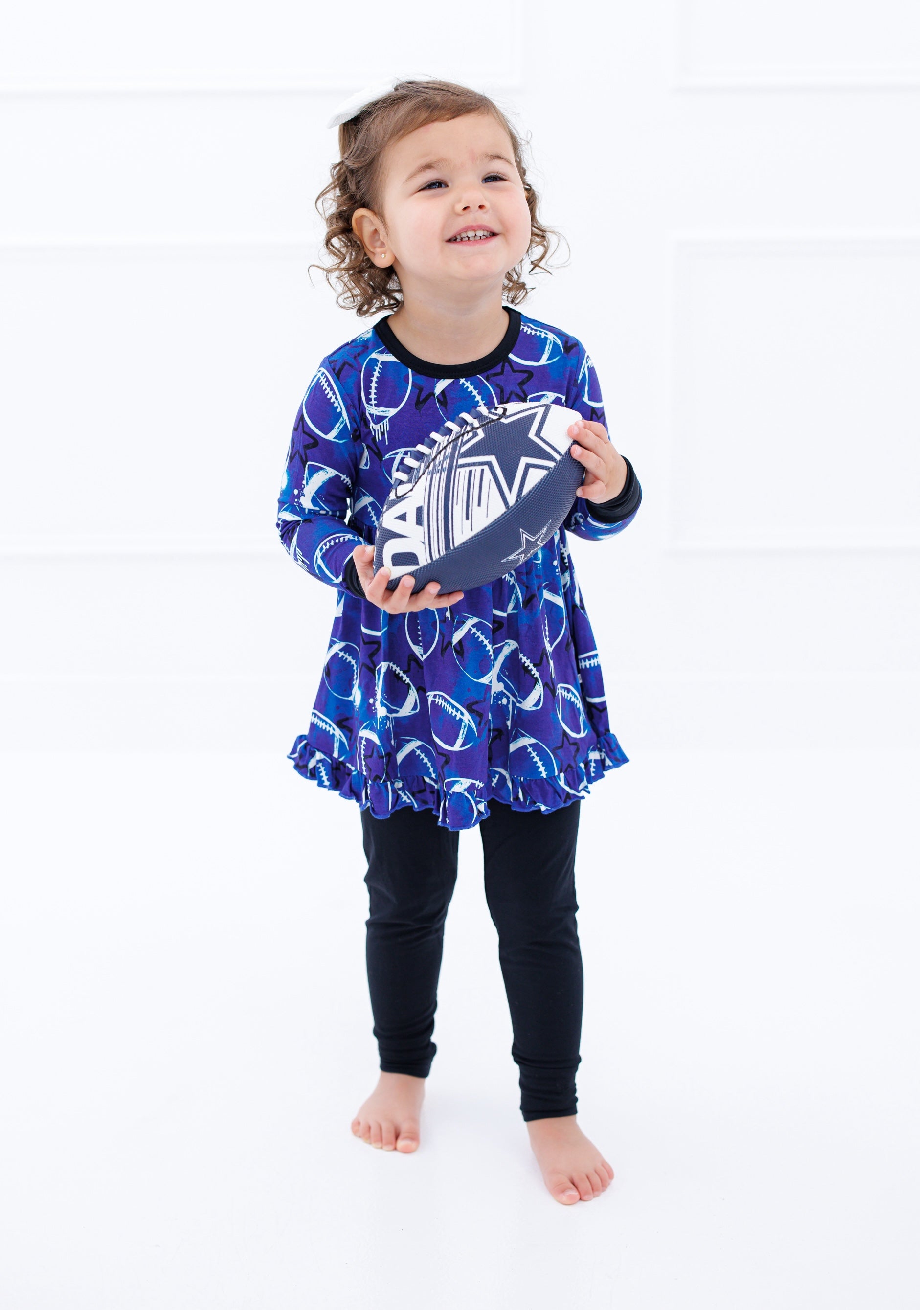 Graffiti Football Peplum Set : Blue And White With Stars
