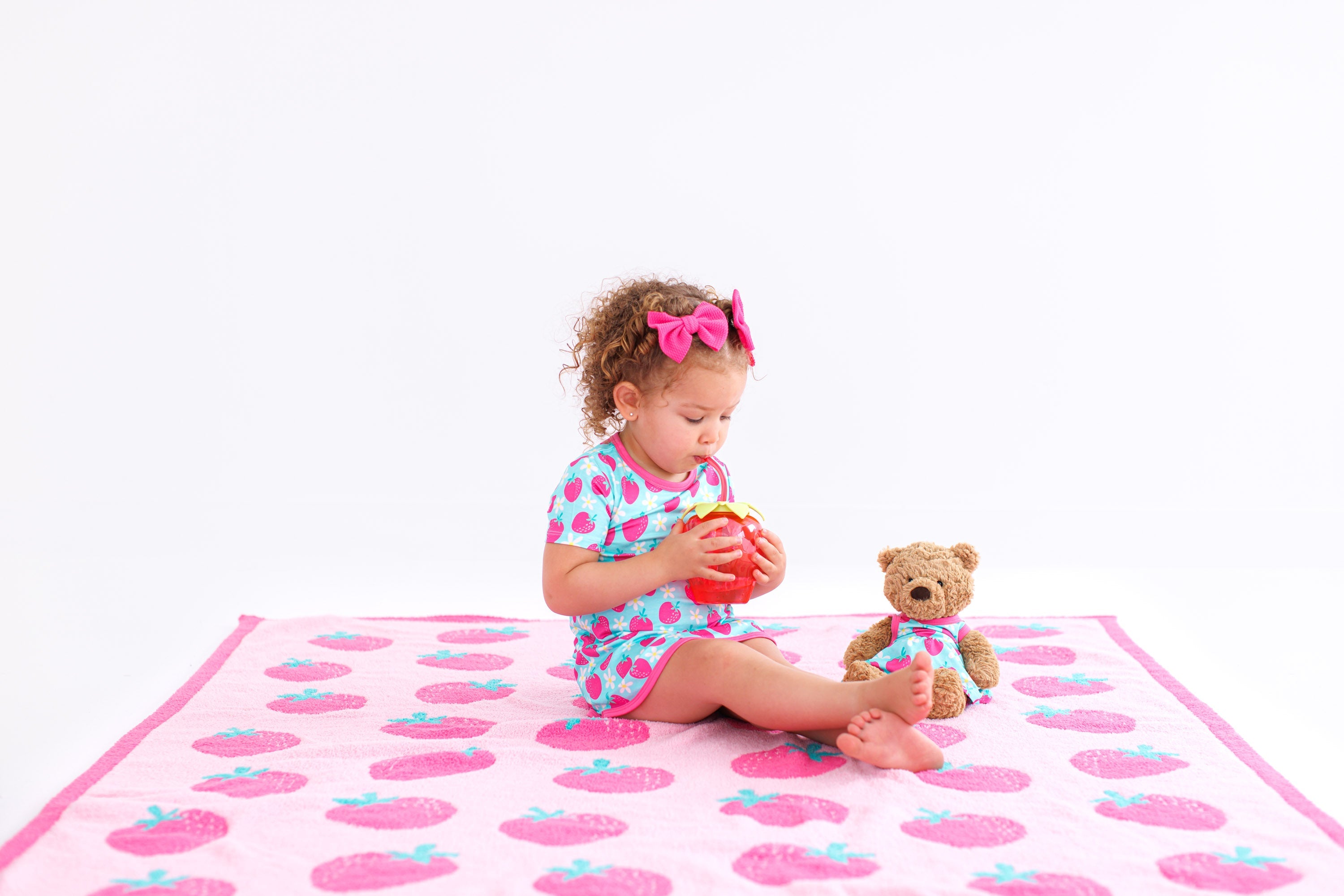 Strawberry Microfiber Birdie Blanket- Toddler