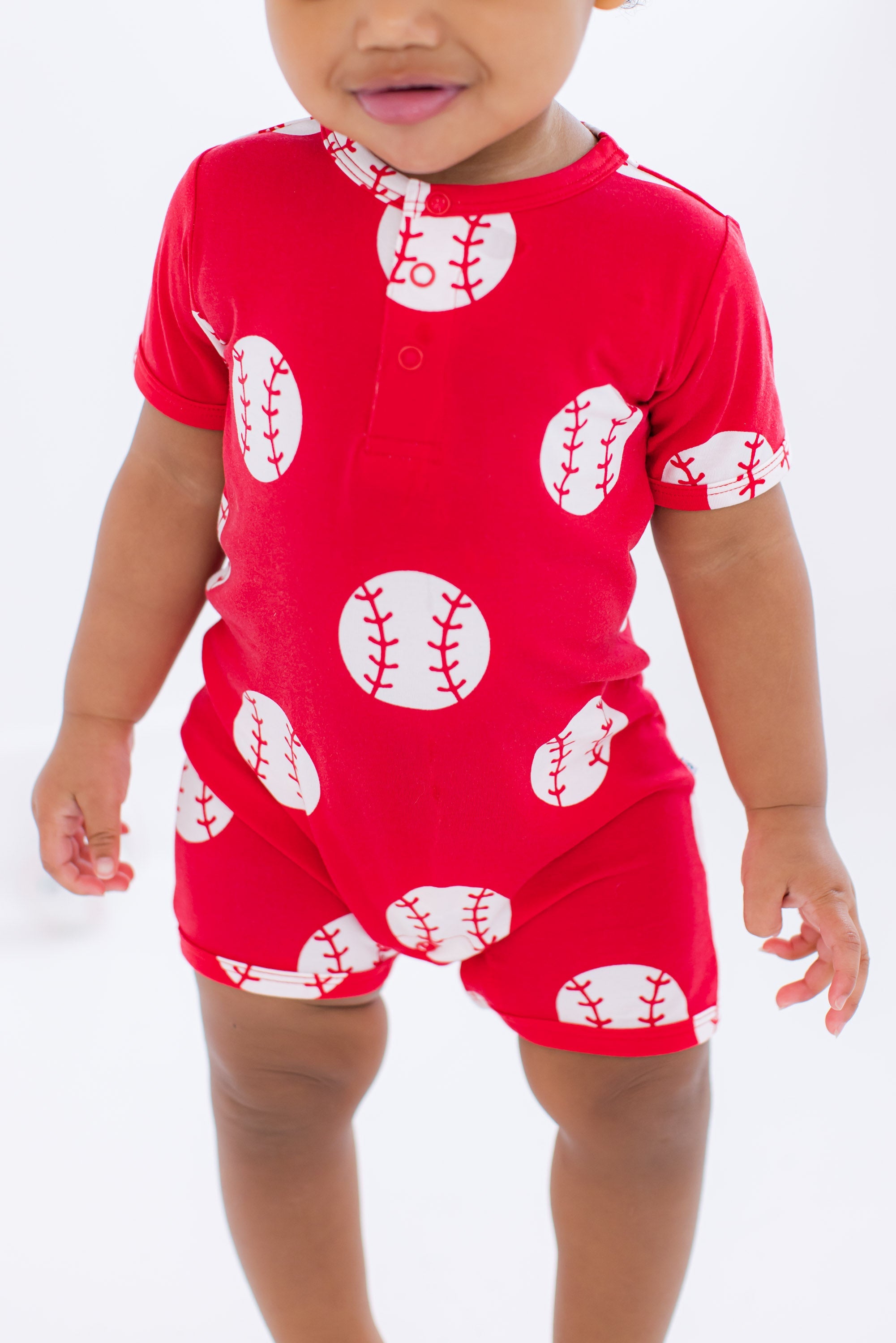 Baseball Shortie Romper - Red